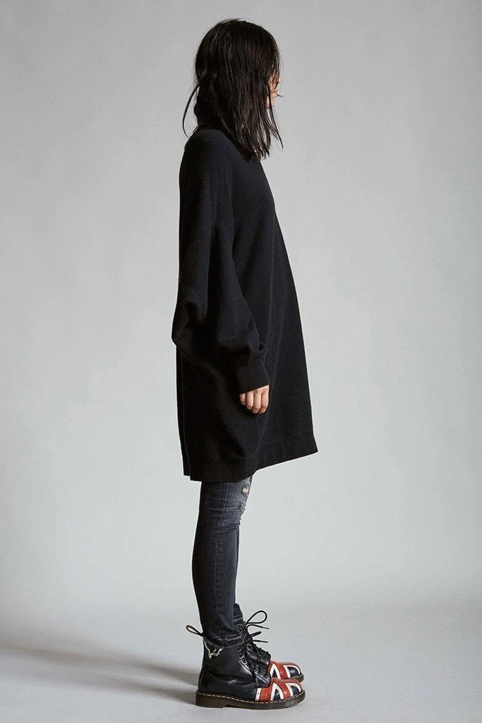 R13 Grunge Oversize Sweatshirt in Washed Black