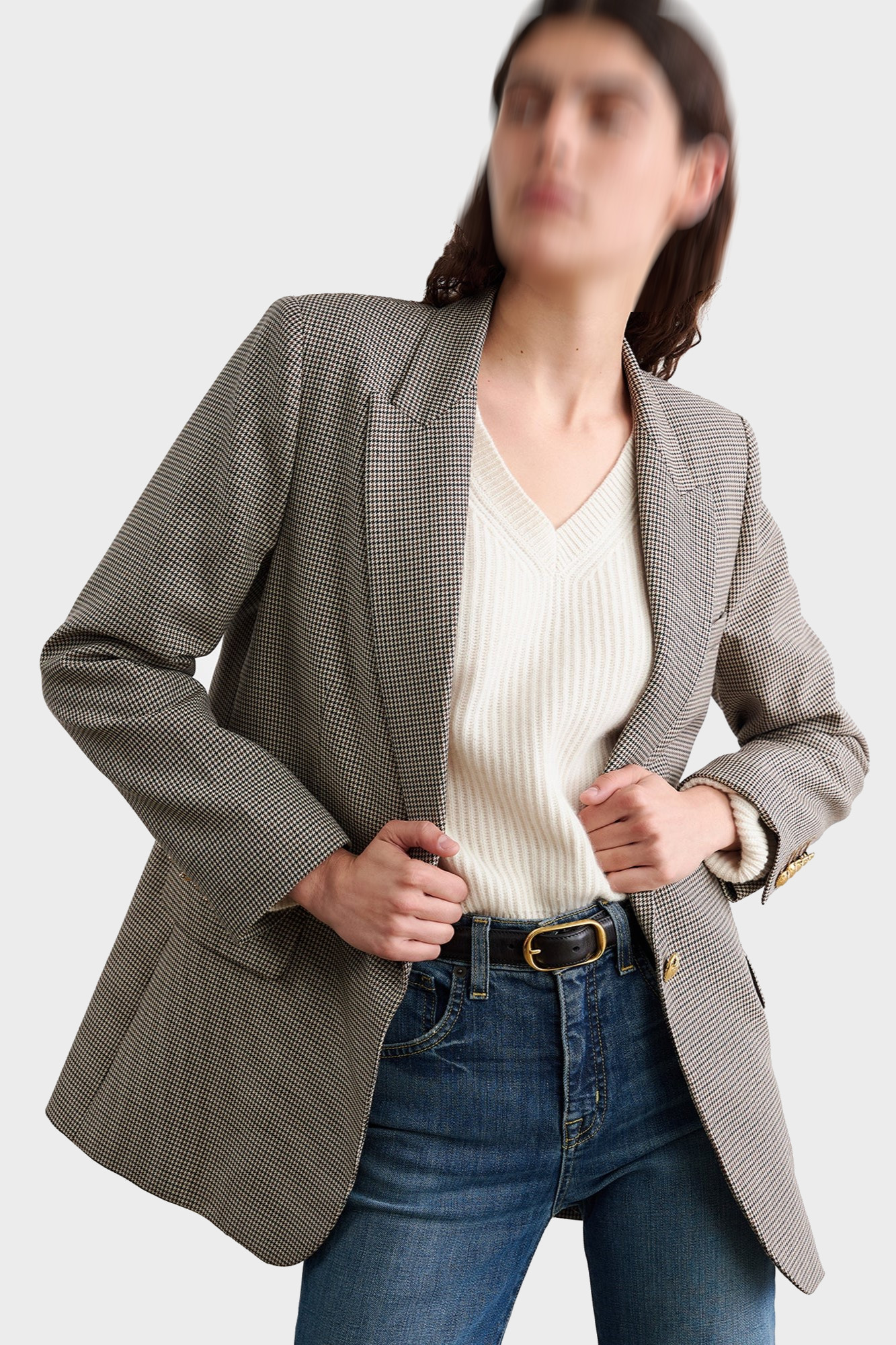 NILI LOTAN Diane Blazer in Brown Houndstooth NILI LOTAN Diane Blazer in Brown Houndstooth
