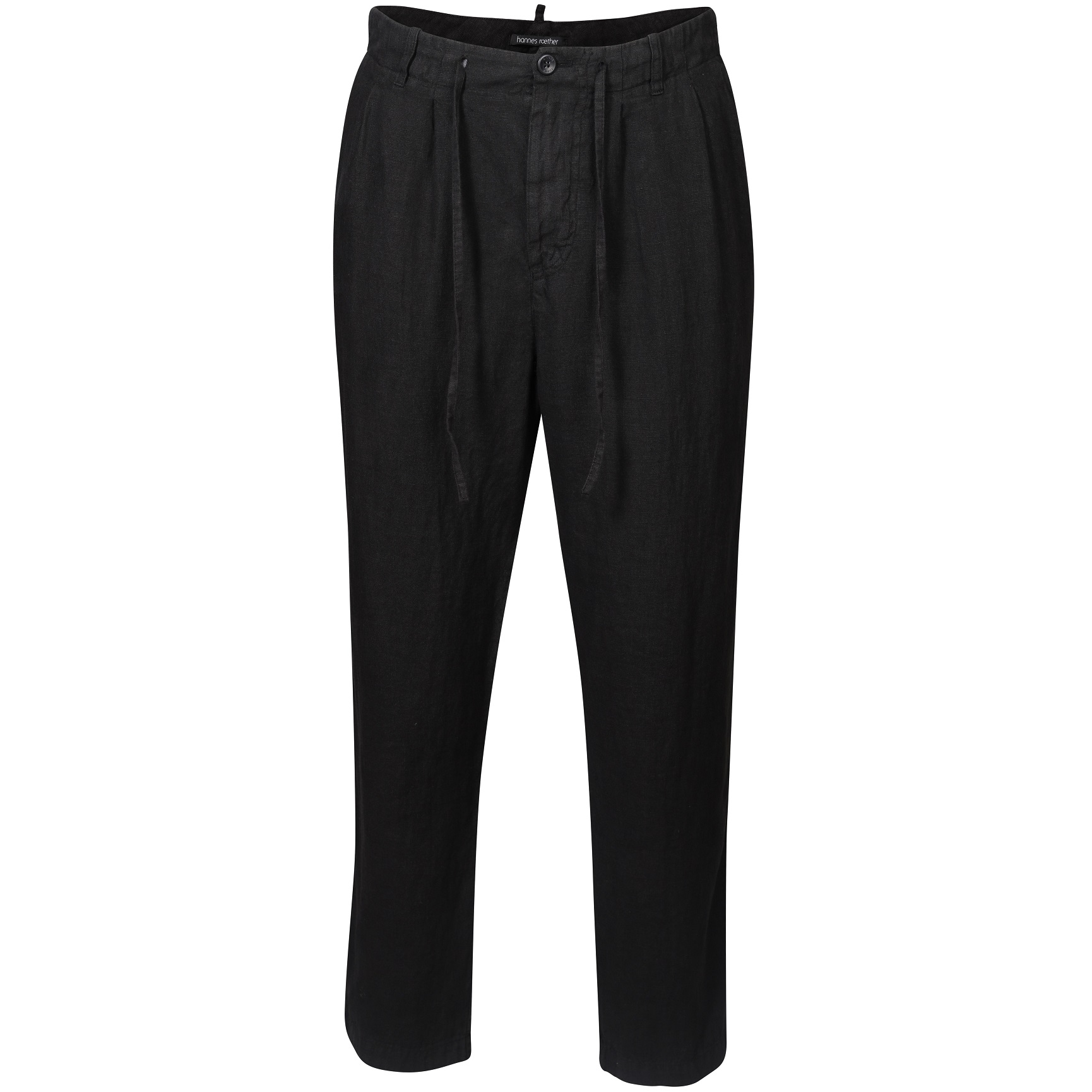 HANNES ROETHER Linen Trouser in Black XXL