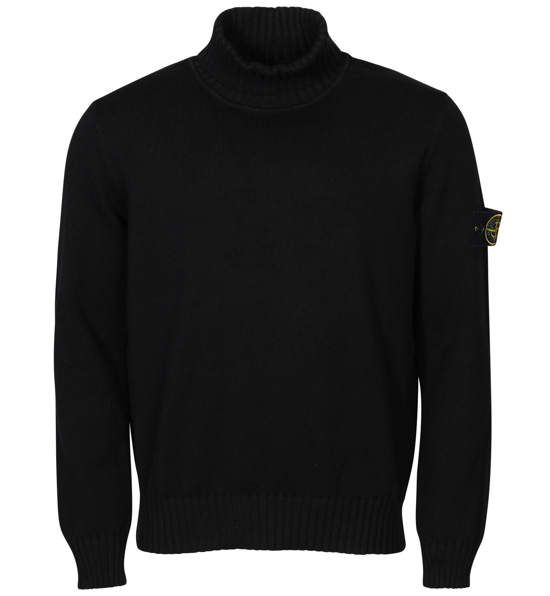 STONE ISLAND Cotton Knit Turtleneck Pullover in Black