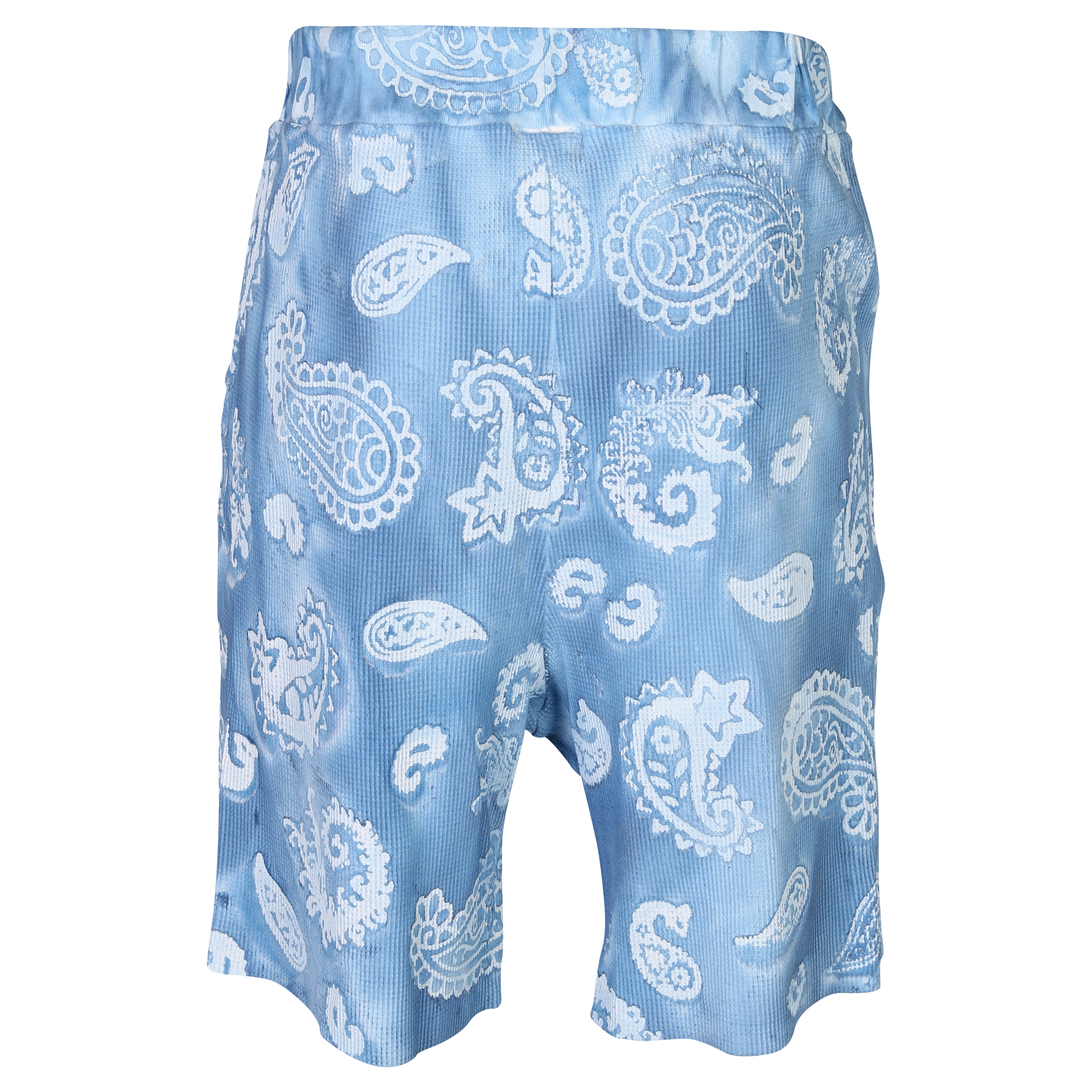 Unisex Alchemist Lyfe Shorts in Light Blue Paisley Block Print