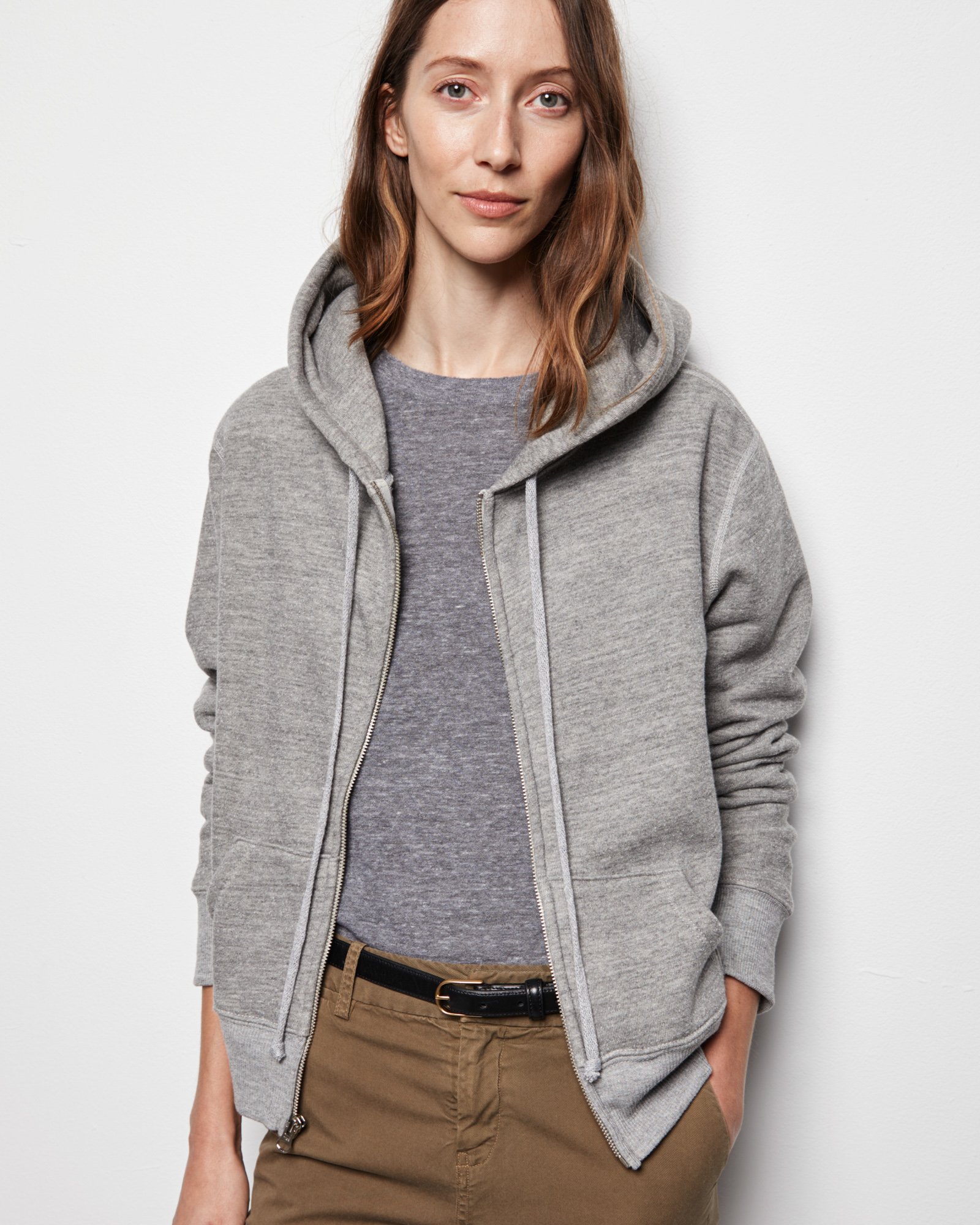 Nili Lotan Extrasoft Zip Hoodie Callie Heathergrey