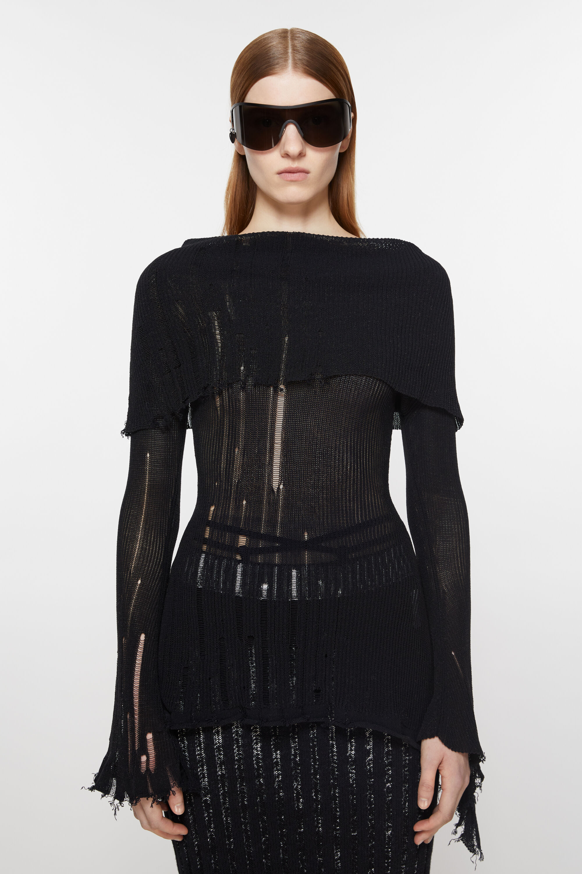 ACNE STUDIOS Neckline Knit Sweater in Black S