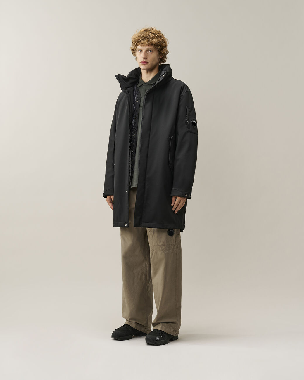 C.P. COMPANY Shell-R Padded Hooded Parka in Black