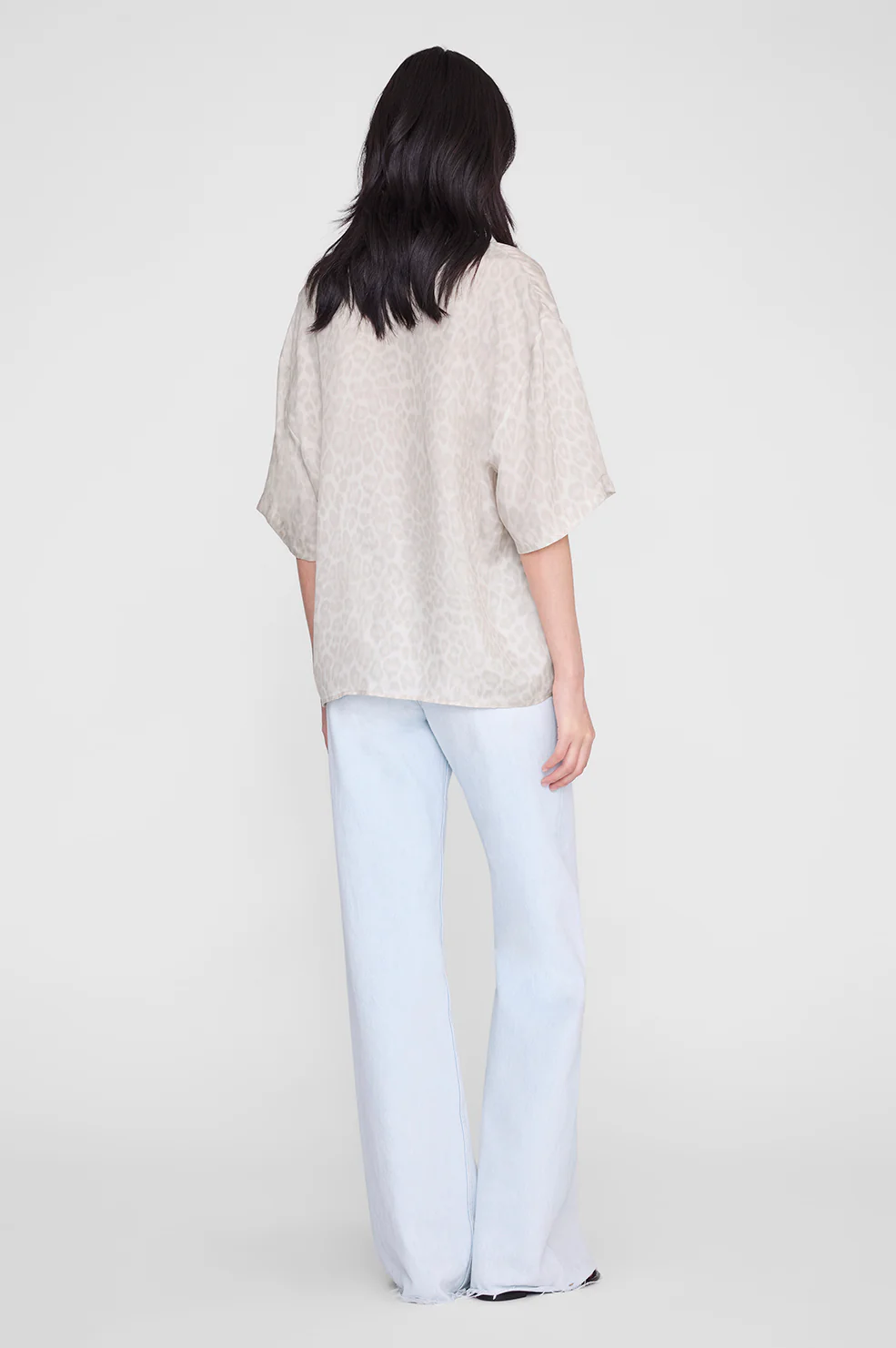 ANINE BING Coco Shirt in Washed White Leopard