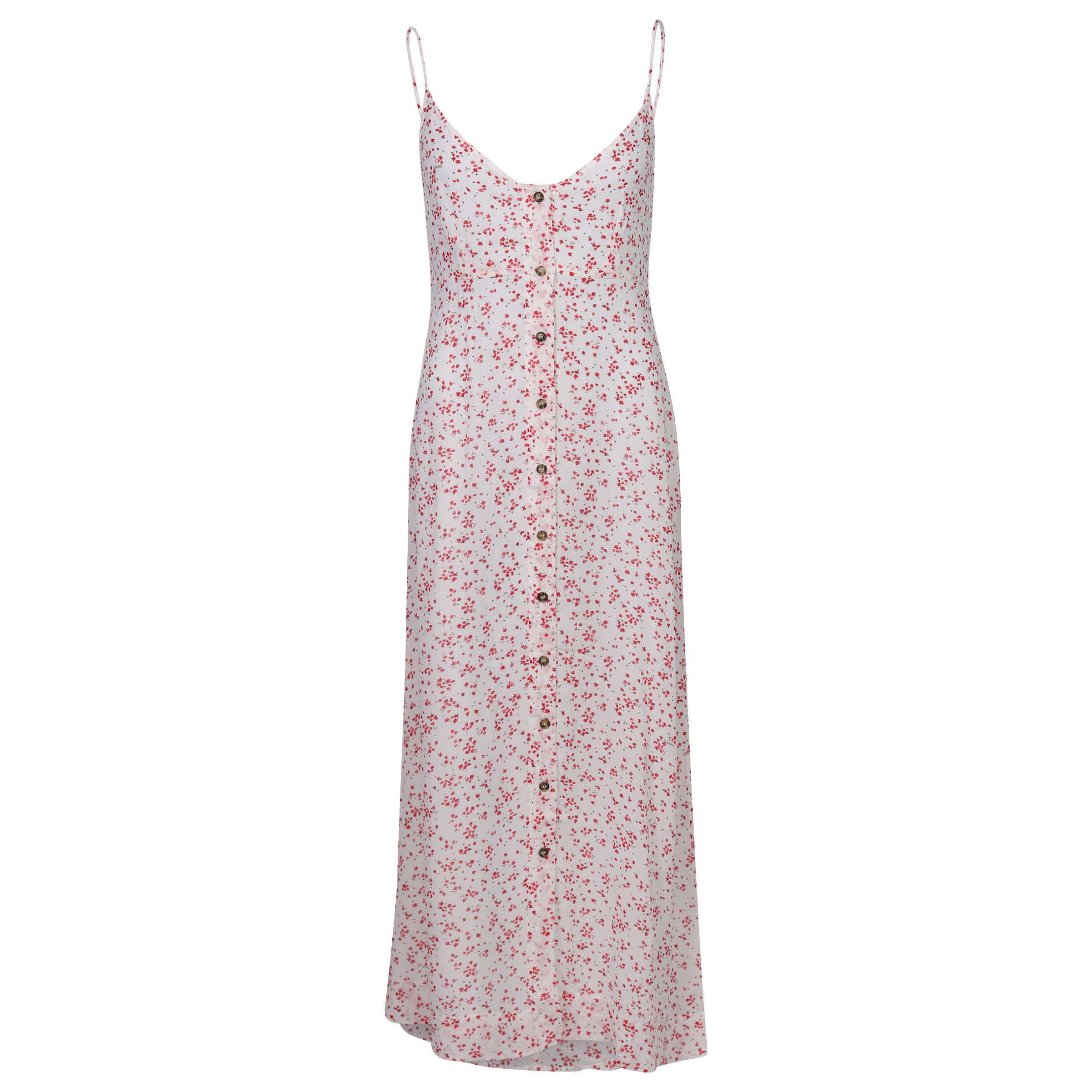 Ganni Printed Georgette Strap Dress Cream/Red