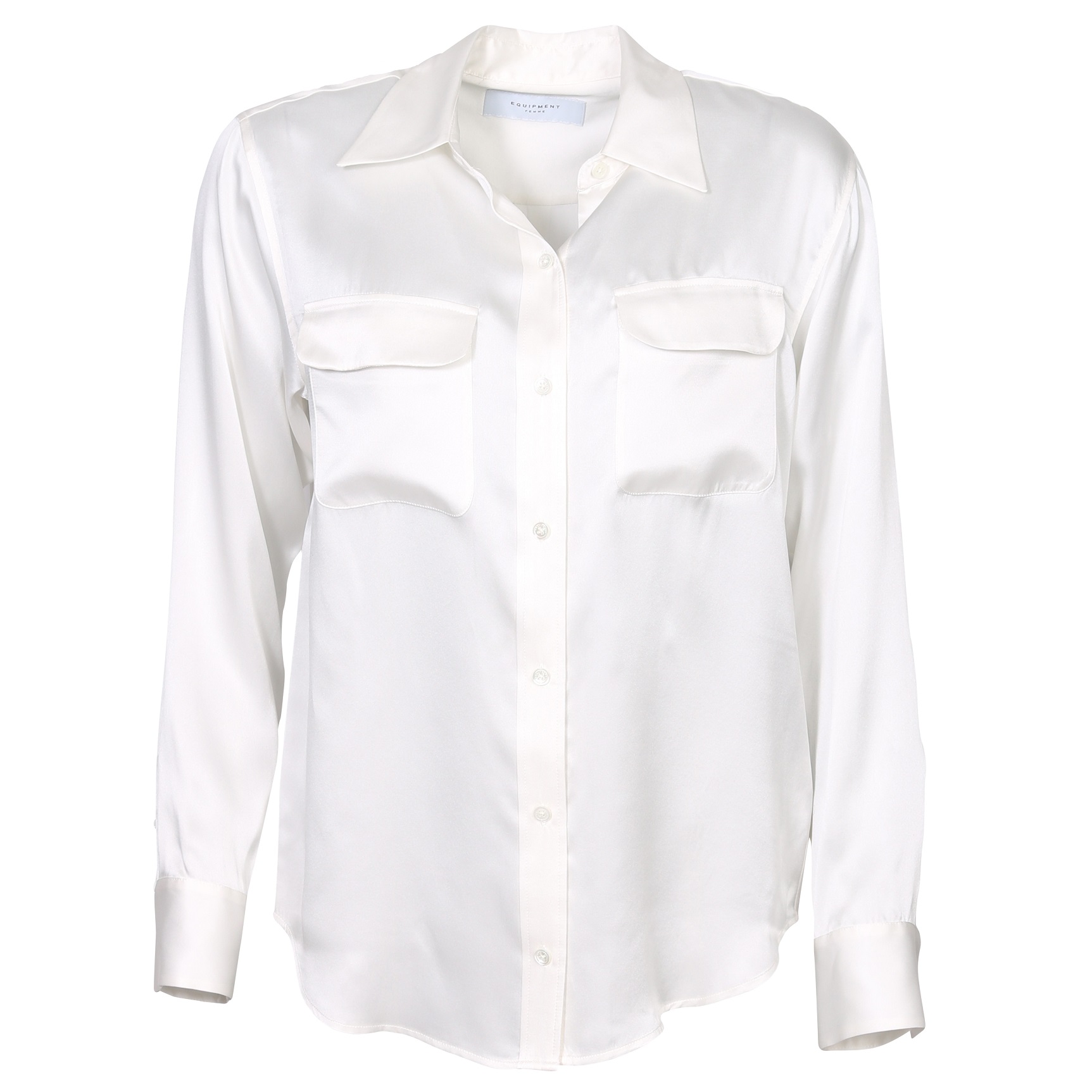 EQUIPMENT Shiny Silk Shirt Nature White XS