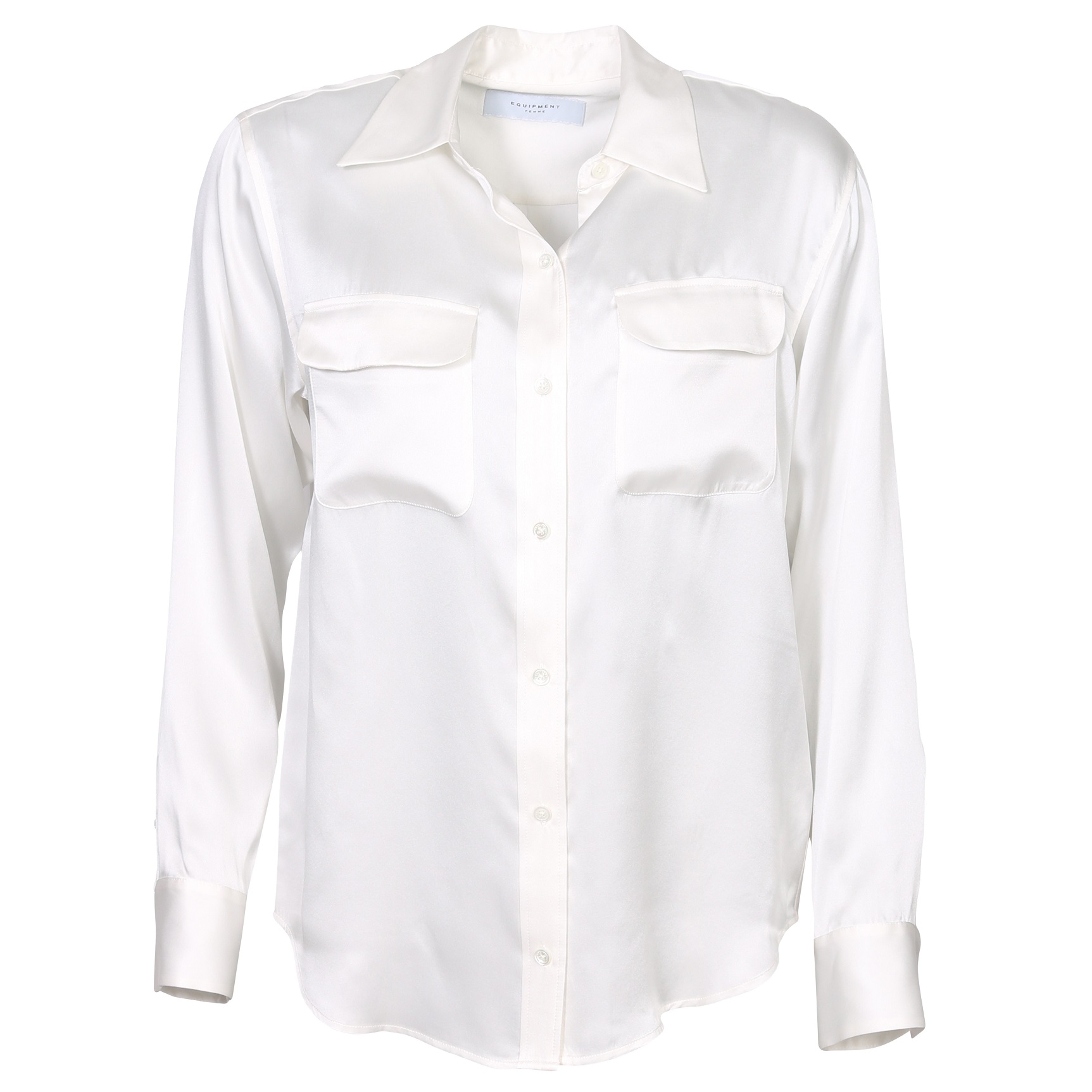 EQUIPMENT Shiny Silk Shirt Nature White M