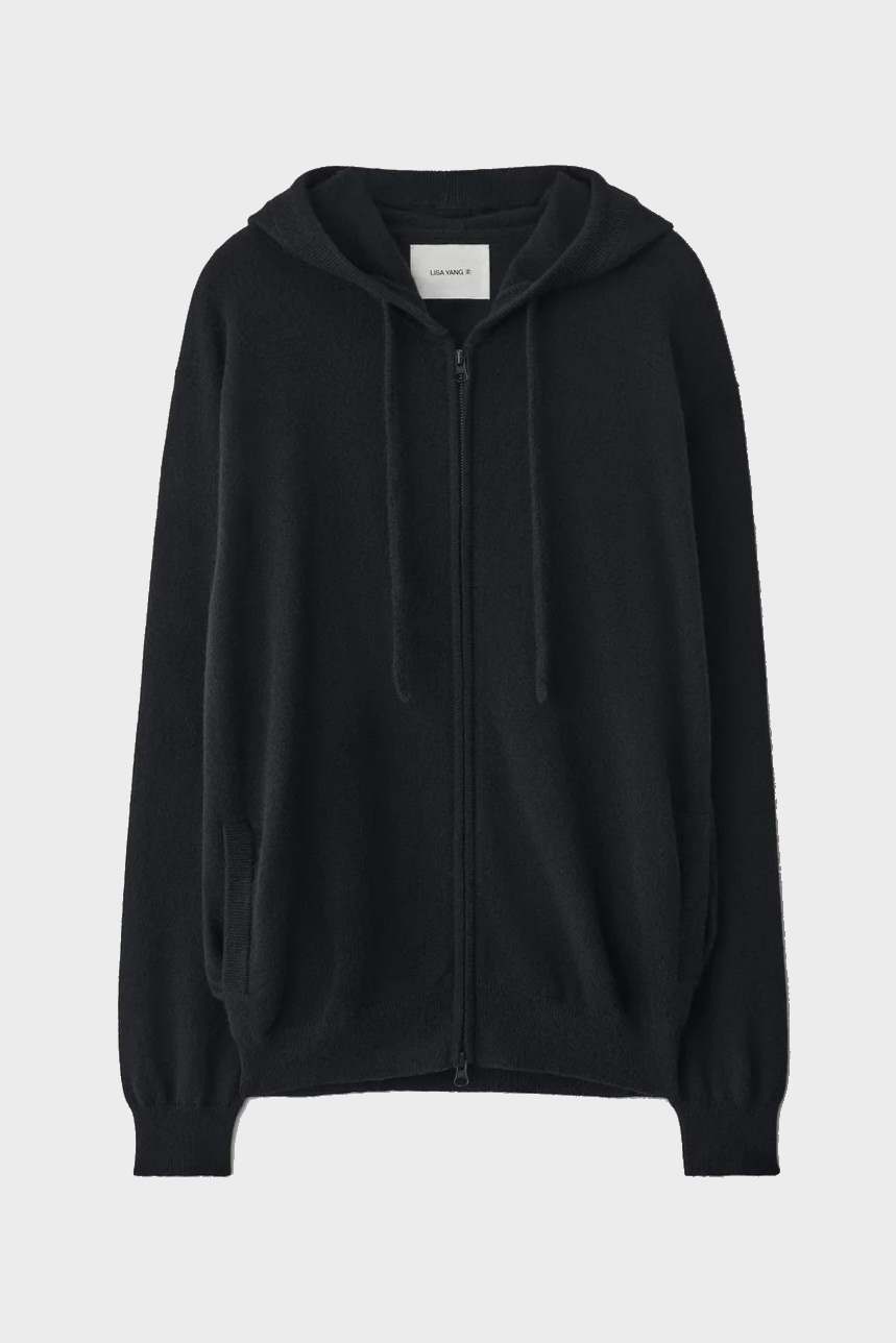LISA YANG Emerson Cashmere Zip Hoodie in Black