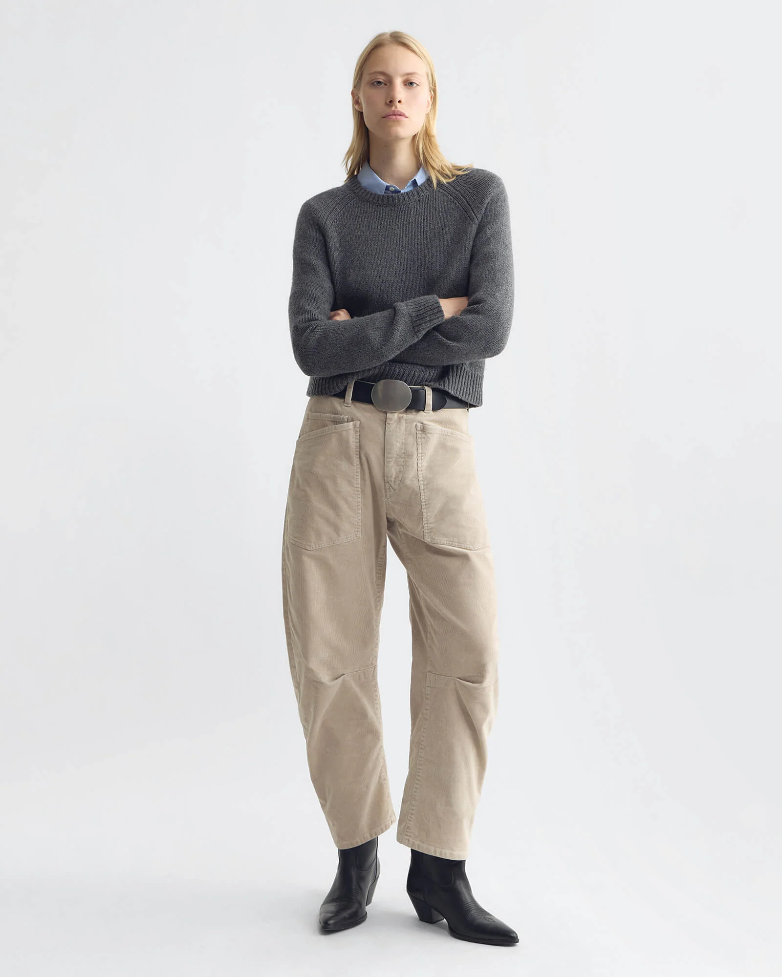 NILI LOTAN Shon Corduroy Pant in Travertine