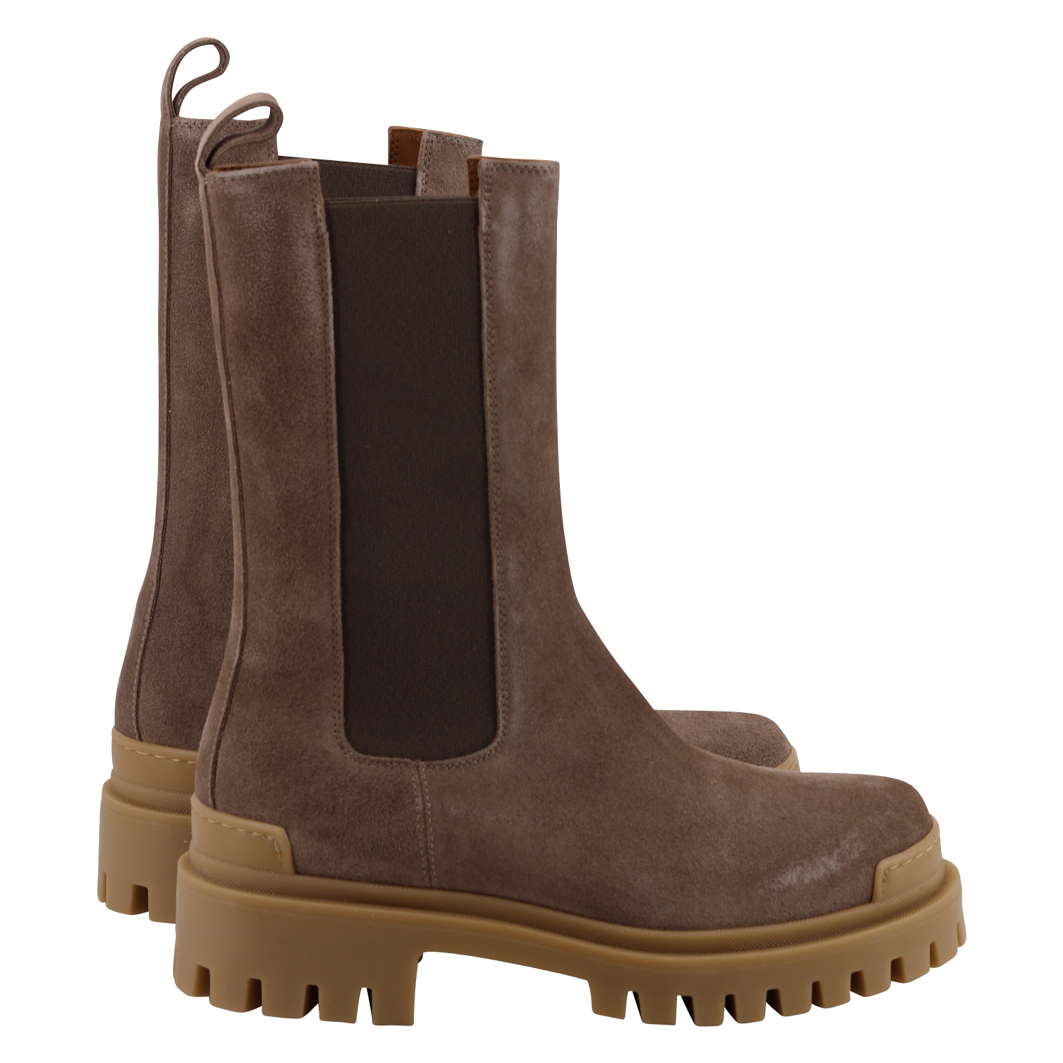 Ennequadro Chelsea Combat Boots Beige Suede