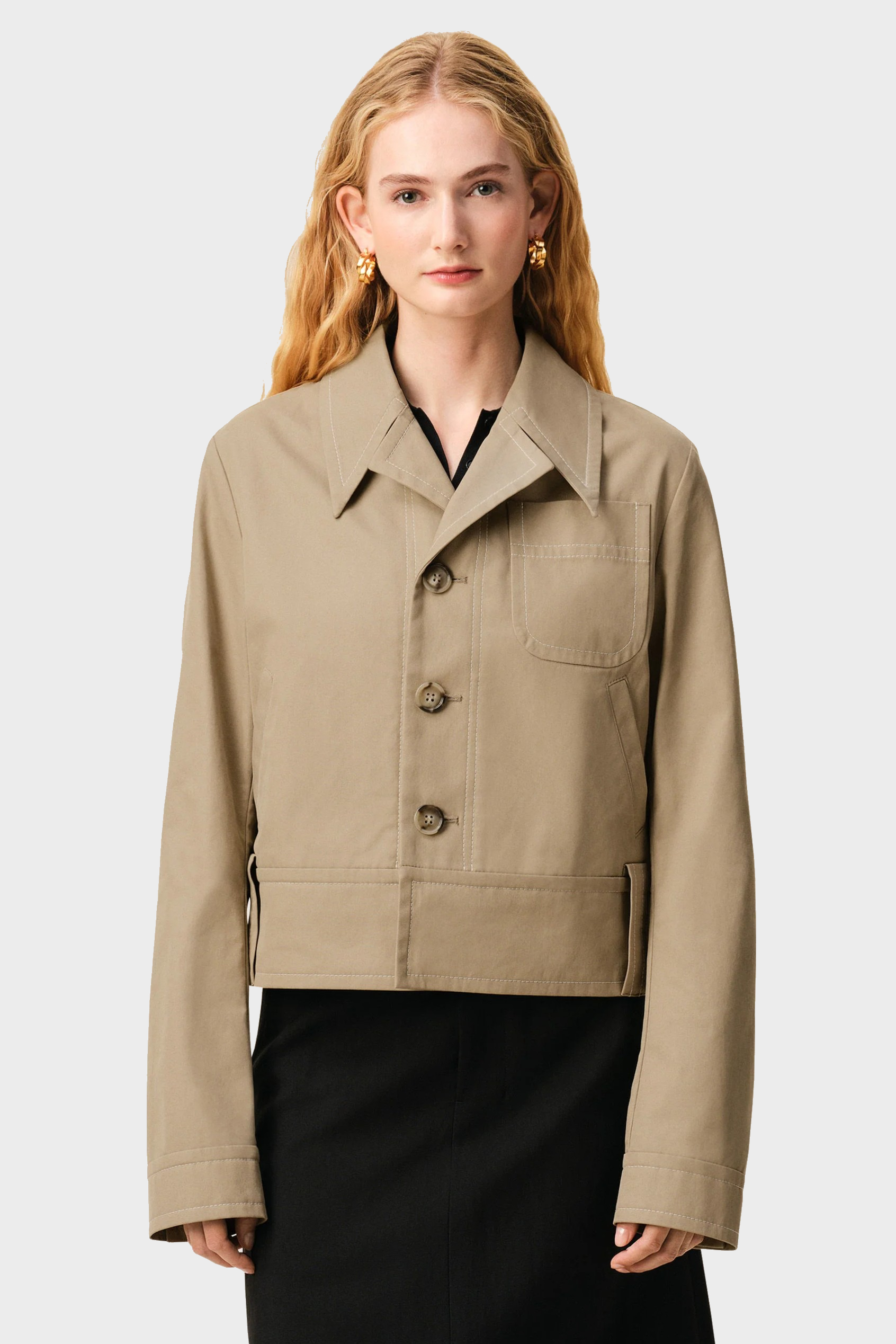 AMI PARIS Cropped Jacket in Beige L