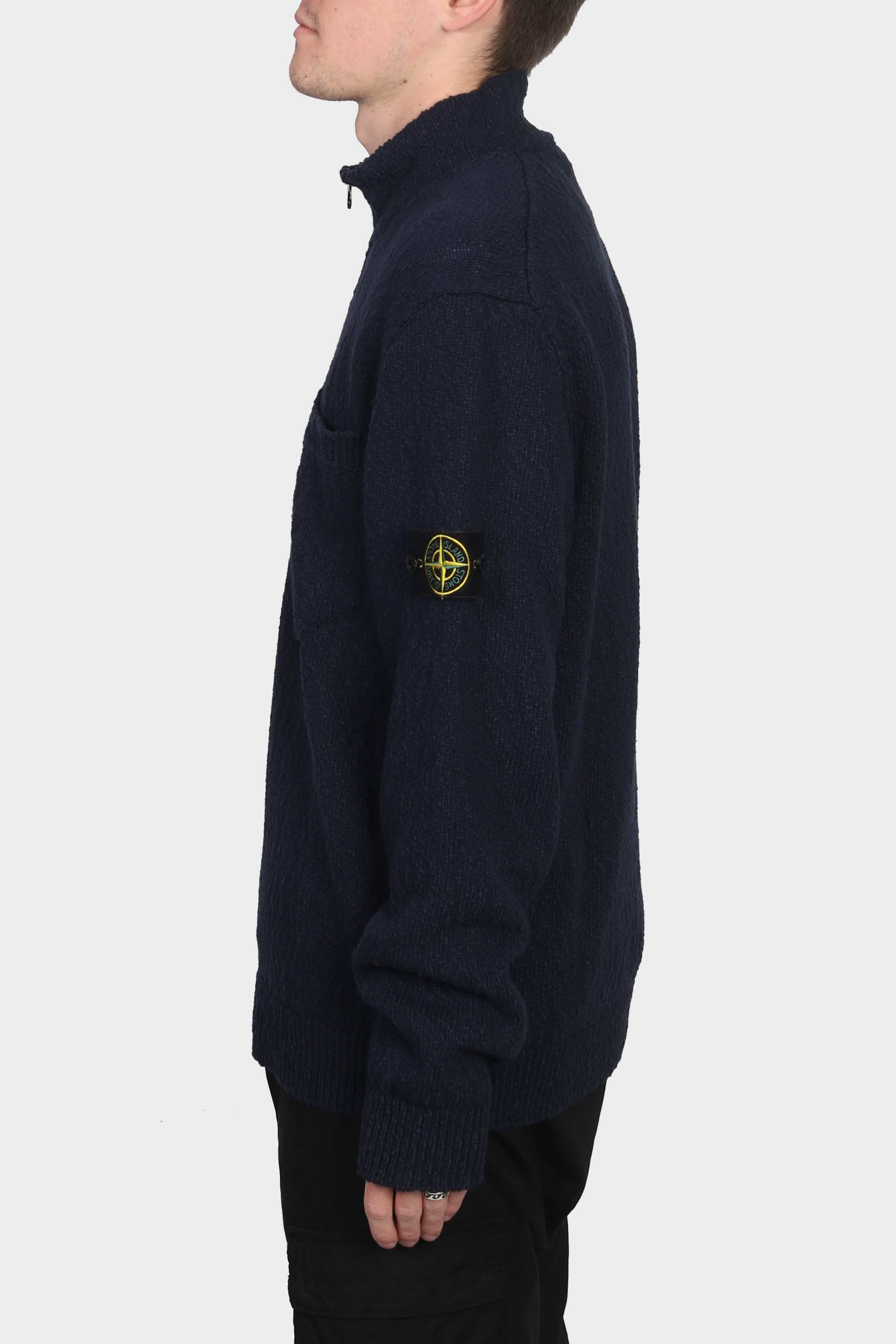 STONE ISLAND Summer Knit Half Zip Pullover in Navy M