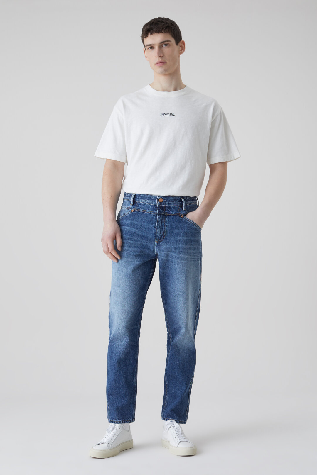 Closed X-Lent Tapered Jeans in Mid Blue