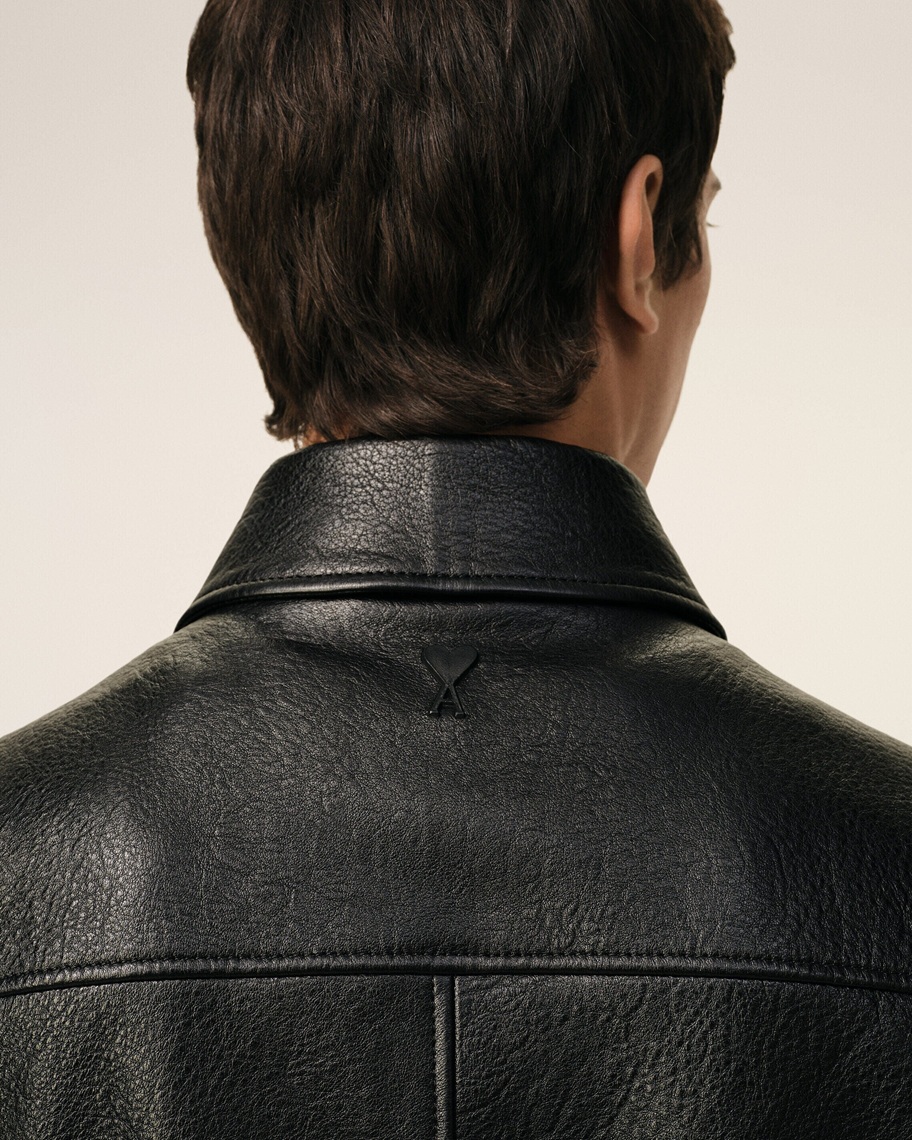 AMI PARIS Leather Jacket in Black
