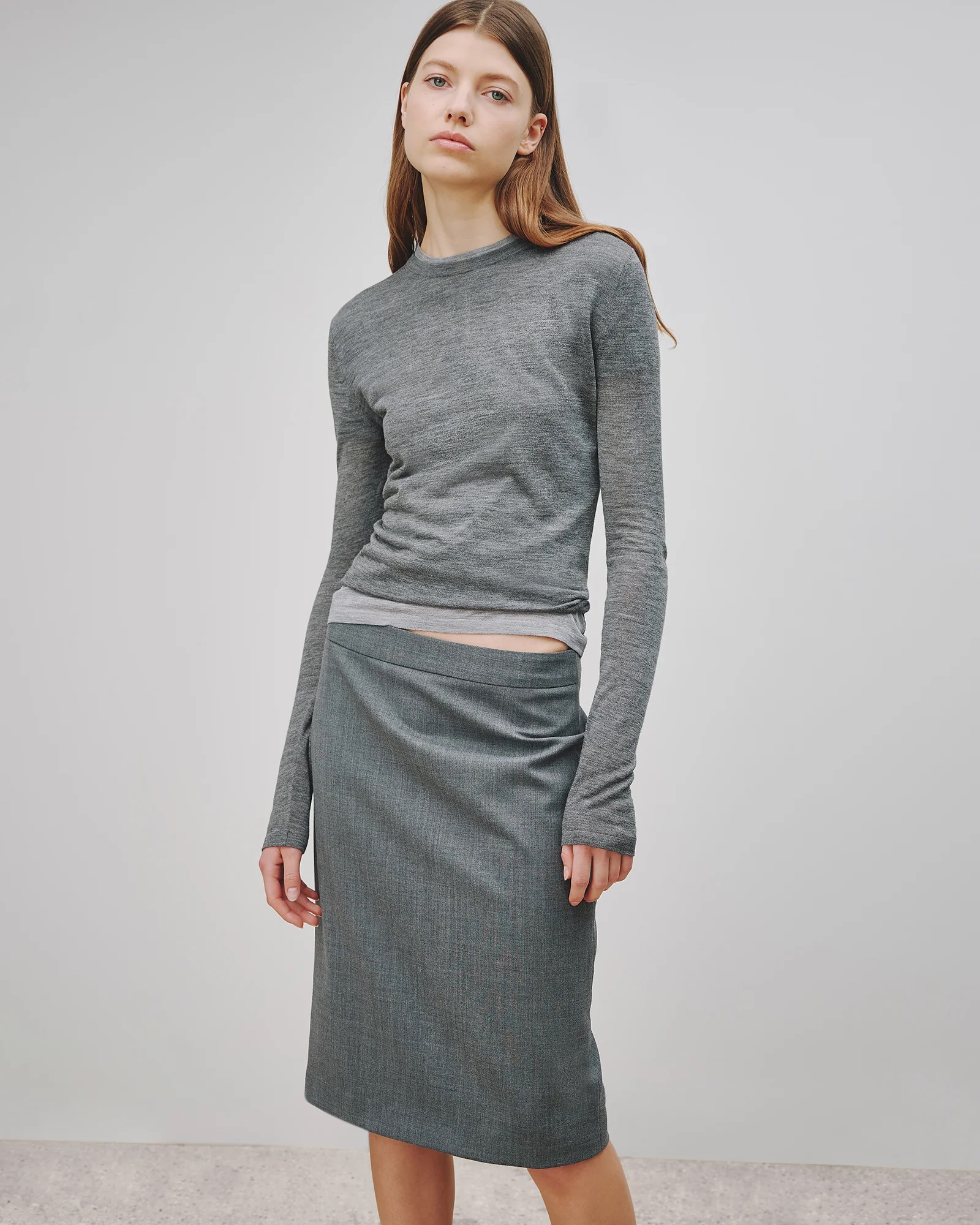 NILI LOTAN Silk Knit Sweater Candice in Dark Grey Melange M