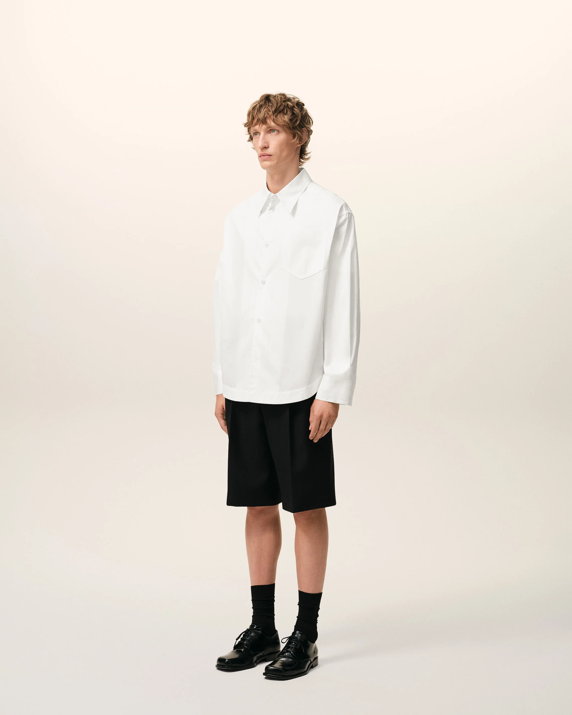 AMI PARIS de Coeur Oversize Embossed Shirt in White