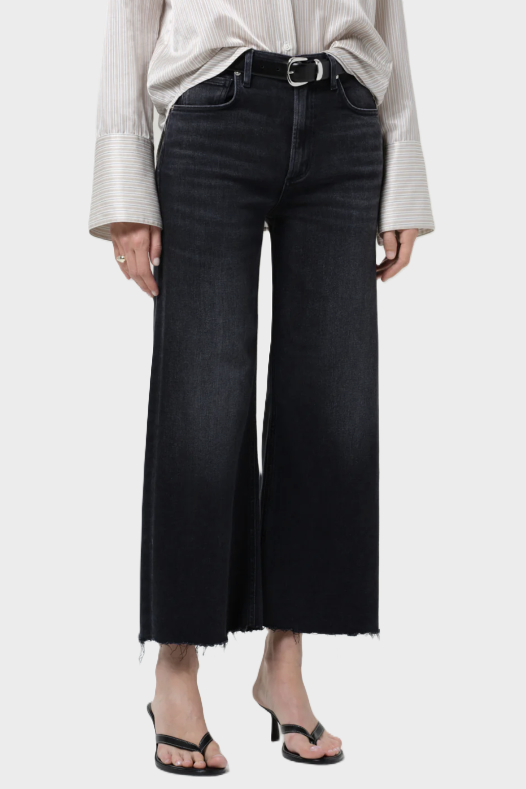 CITIZENS OF HUMANITY Lyra Wide Leg Crop Jeans in Washed Black