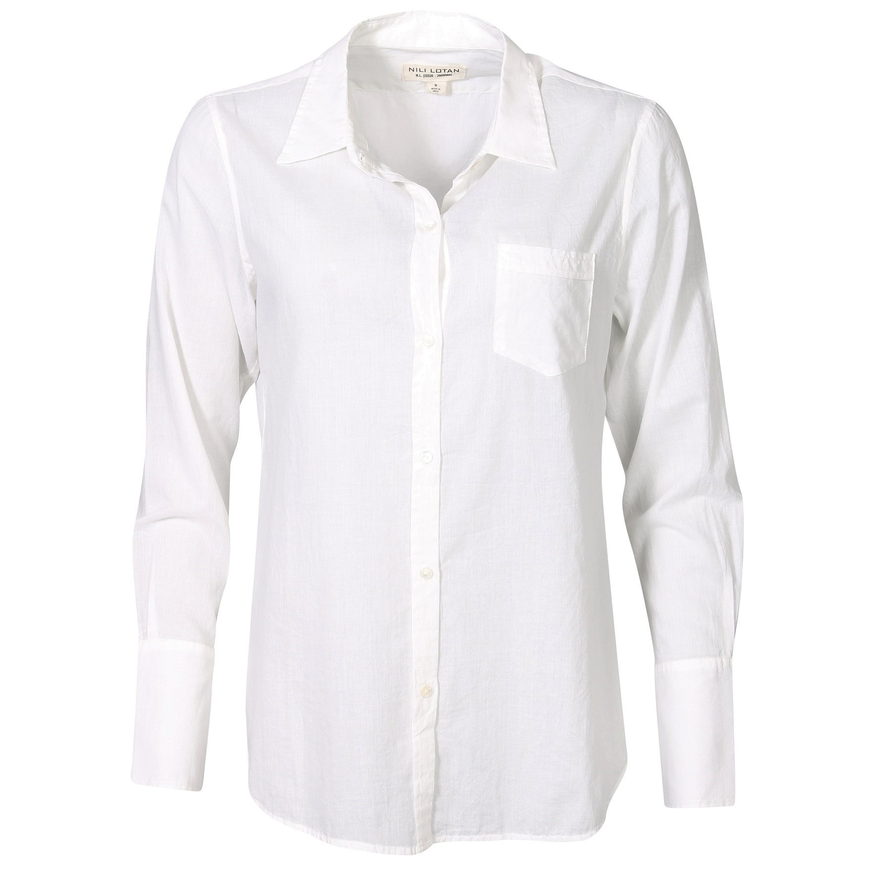 NILI LOTAN Cotton Voile NL Shirt in Ivory M