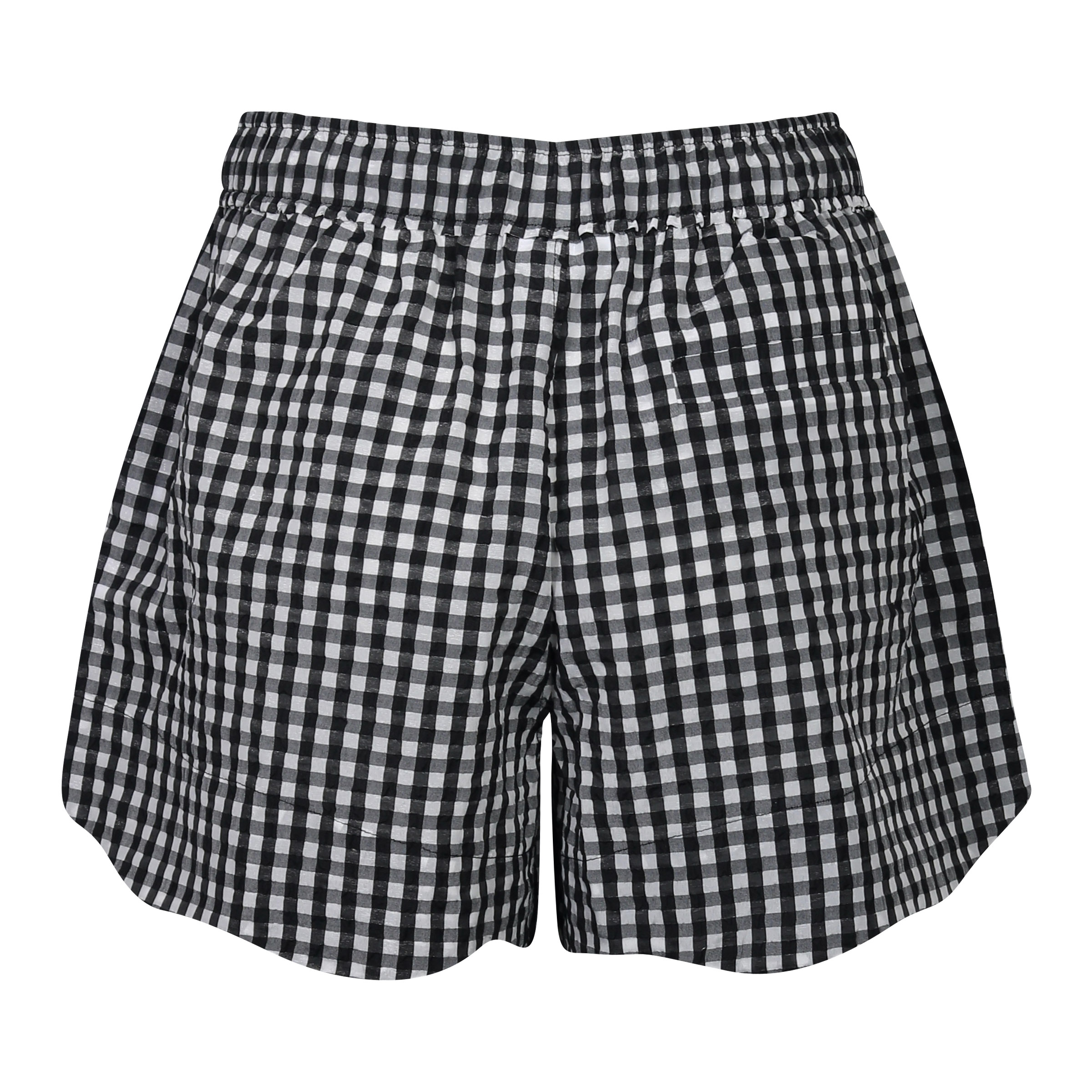 Ganni Seersucker Check Shorts Black/White