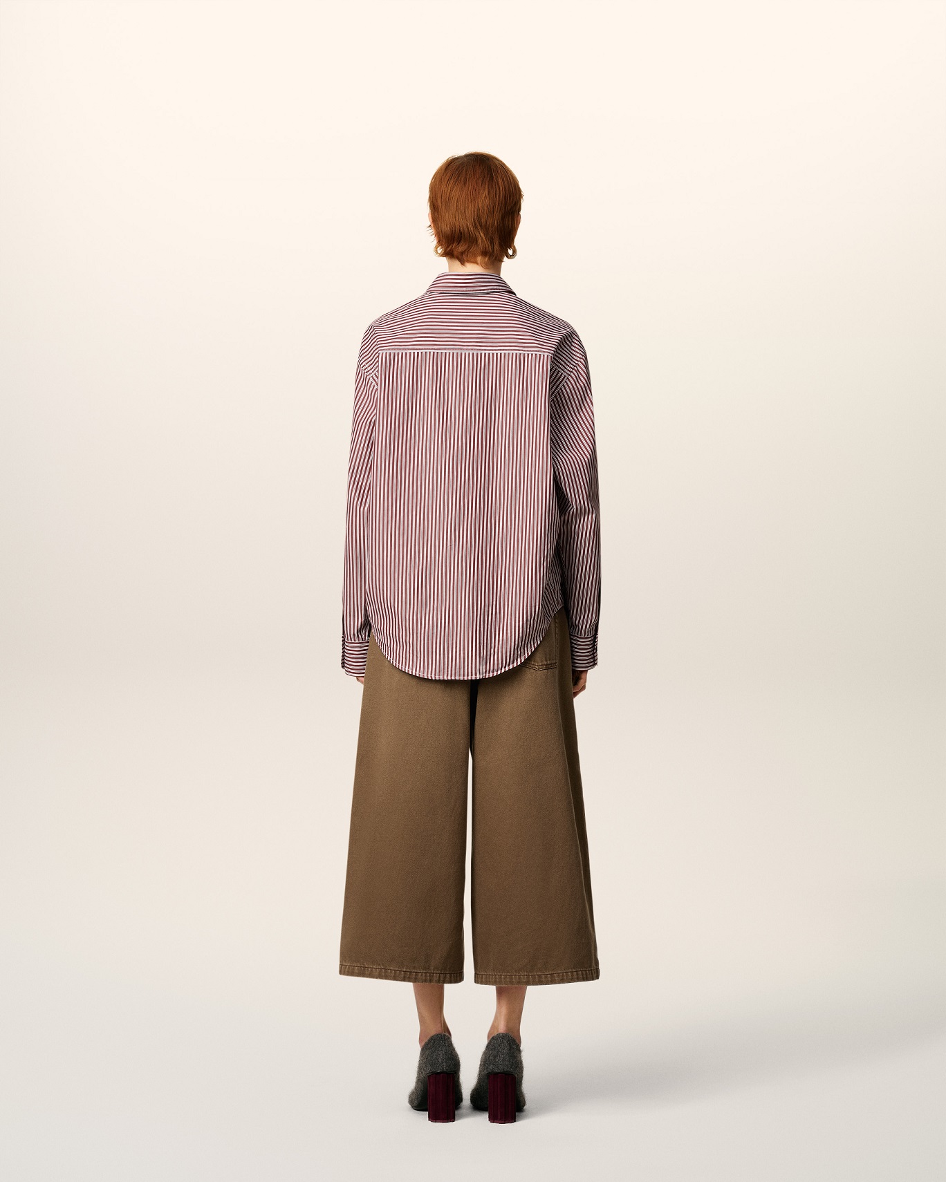 AMI PARIS de Coeur Embossed Boxy Fit Shirt in Cherry/White/Black Stripe
