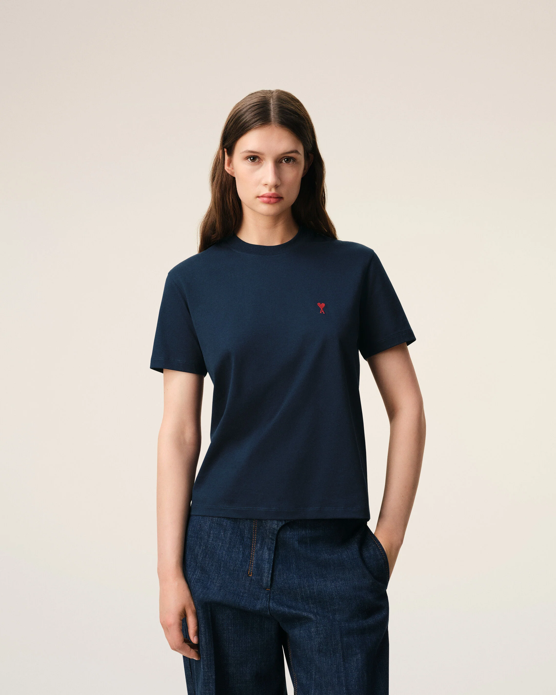 AMI PARIS de Coeur Classic Fit T-Shirt in Night Blue