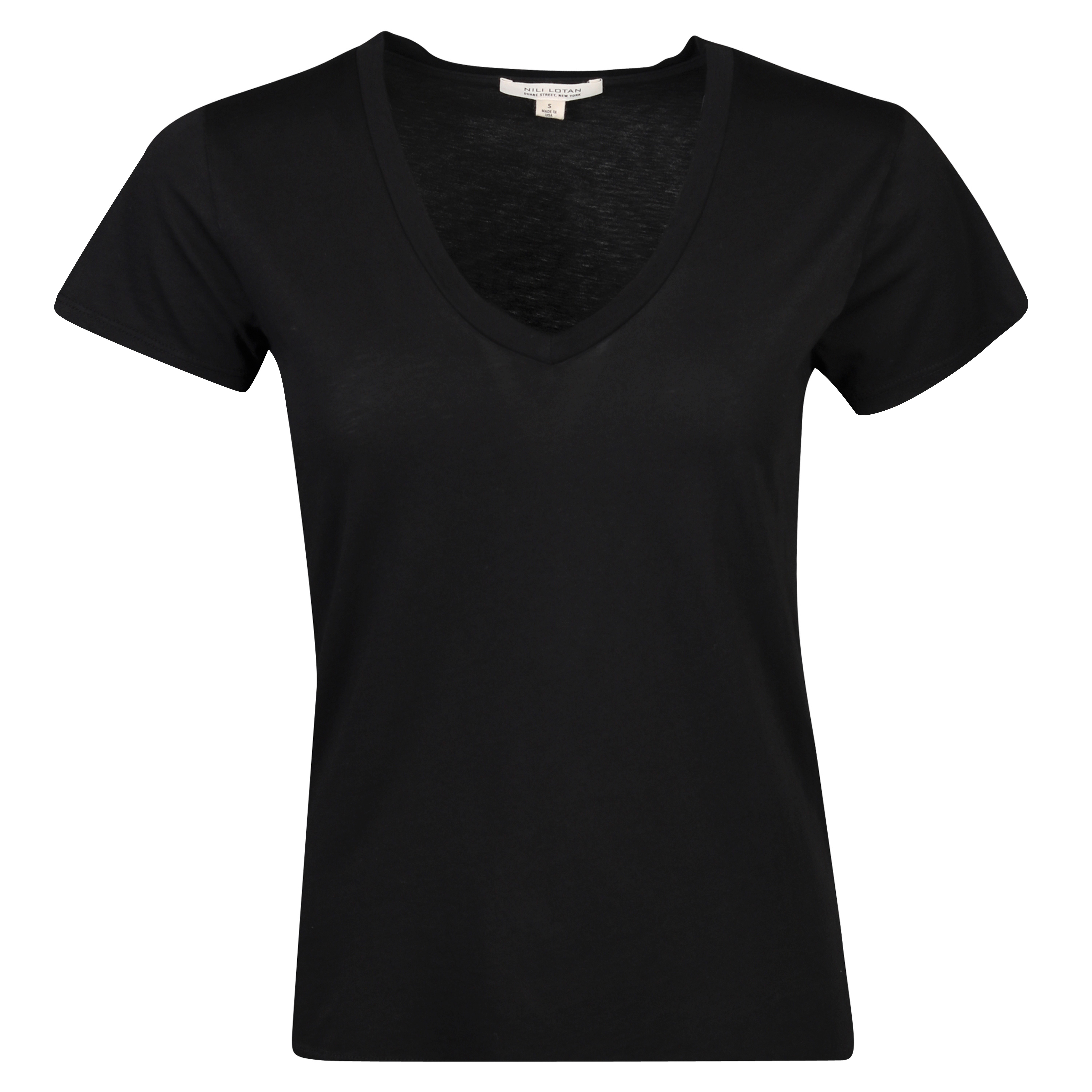 Nili Lotan Carol V-Neck T-Shirt Jet Black