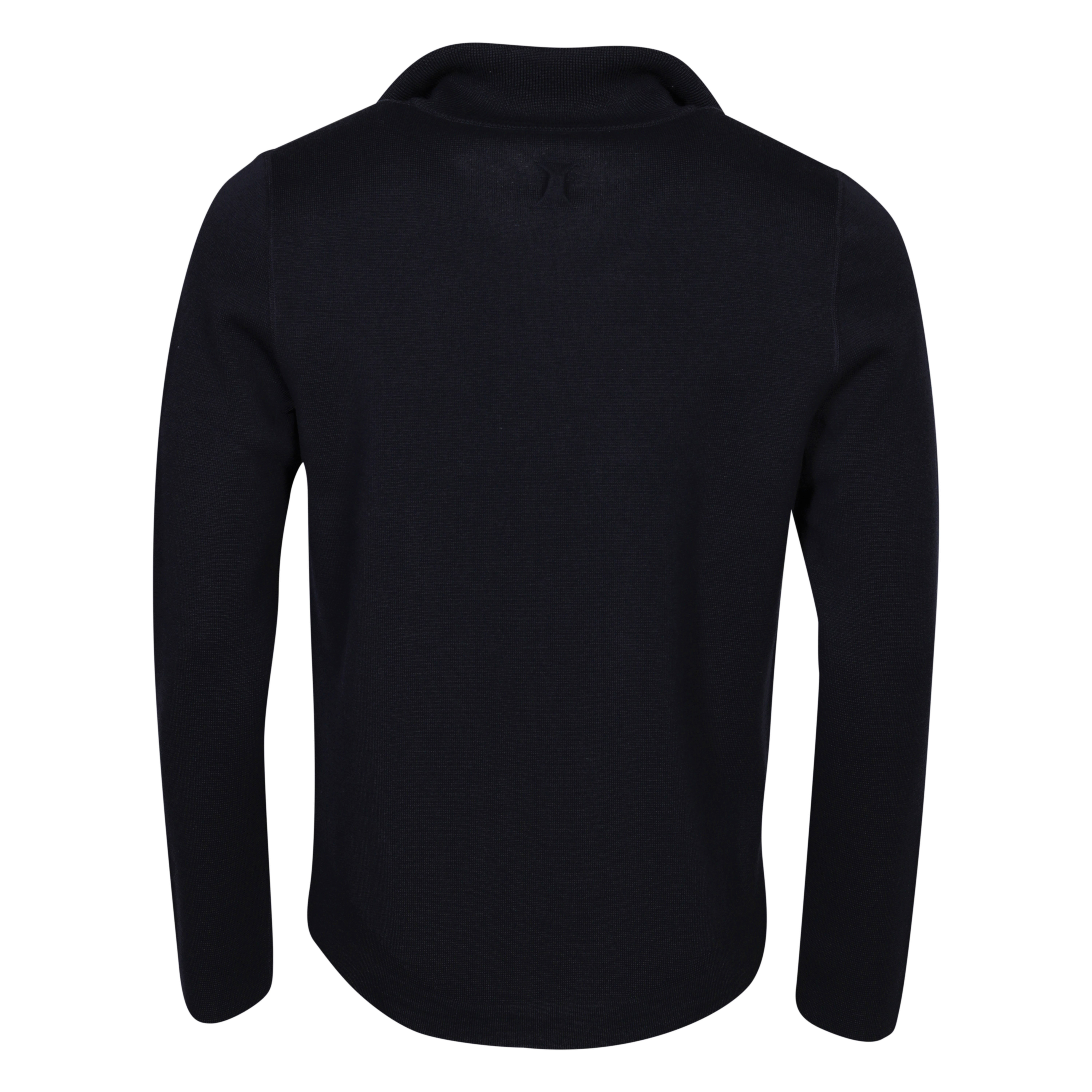 Hannes Roether Zip Cardigan in Dark Navy/Purple Stripe Inside