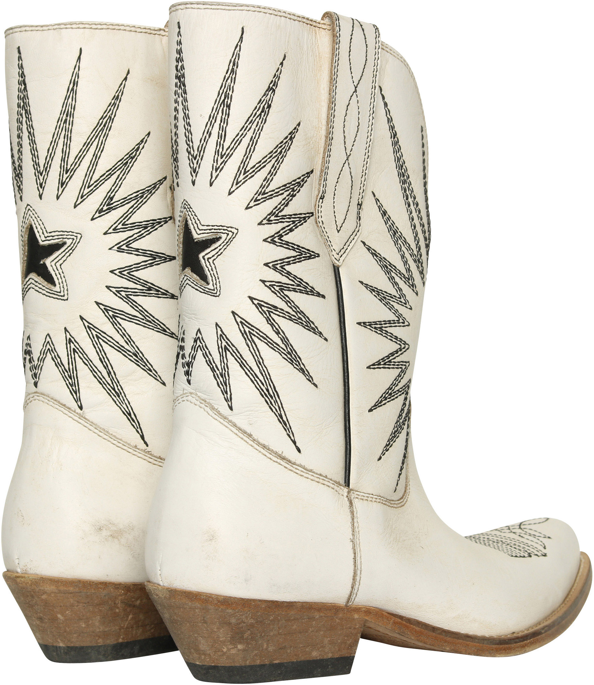 Golden Goose Cowboy Boots White/Black