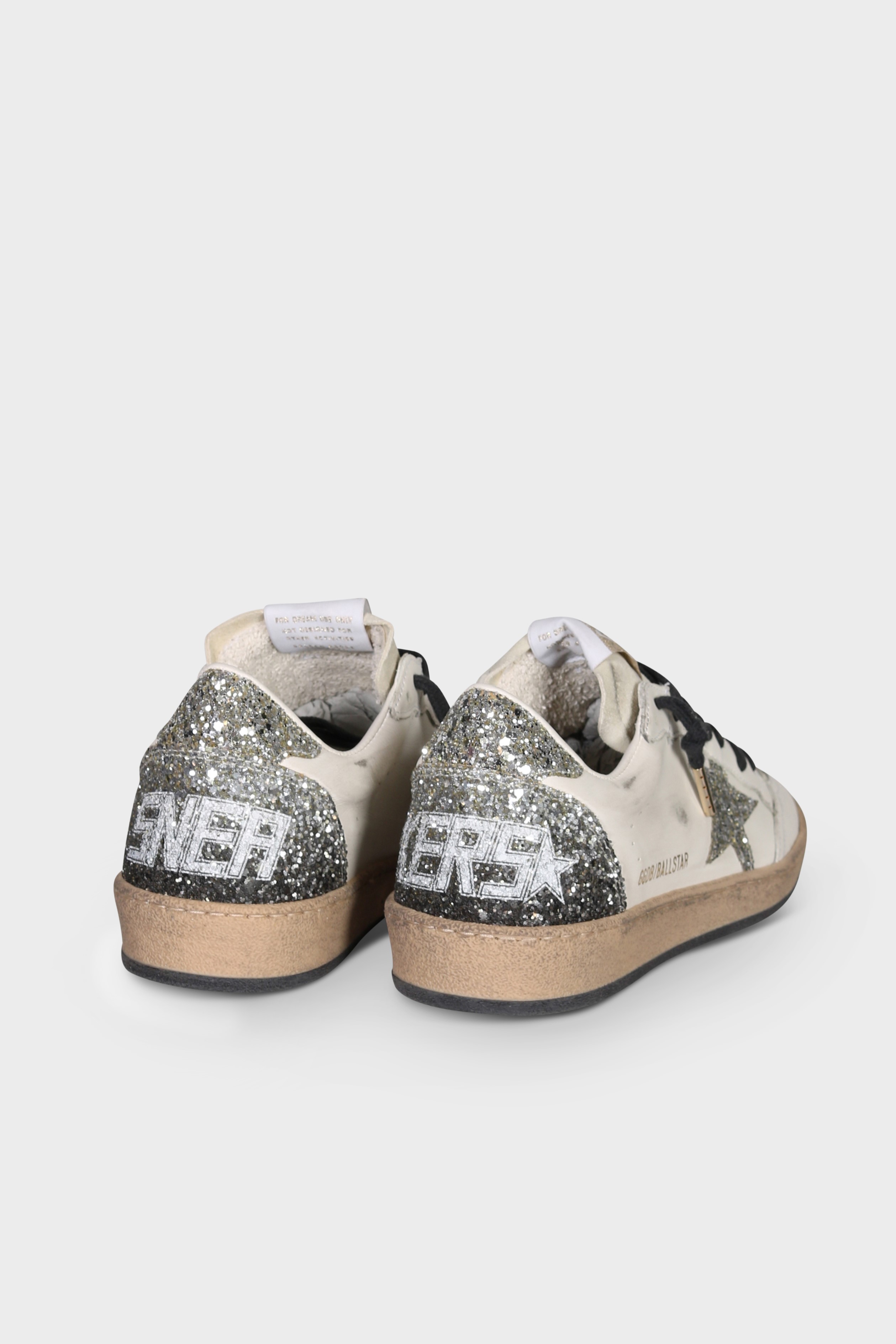 GOLDEN GOOSE Ballstar Glitter Star in White/Seedpearl/Platinum