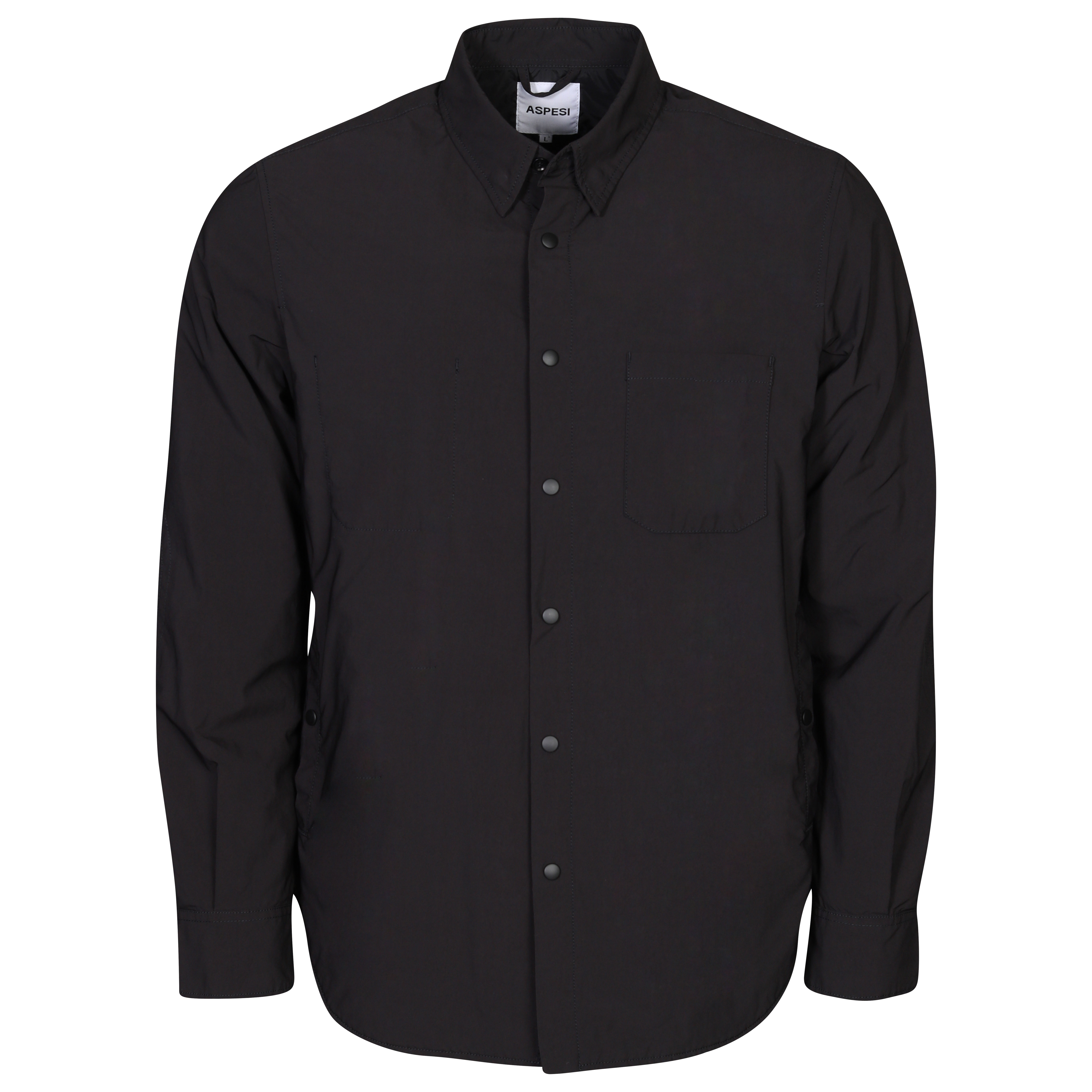 Aspesi Nylon Overshirt Wool Padded Inside in Black
