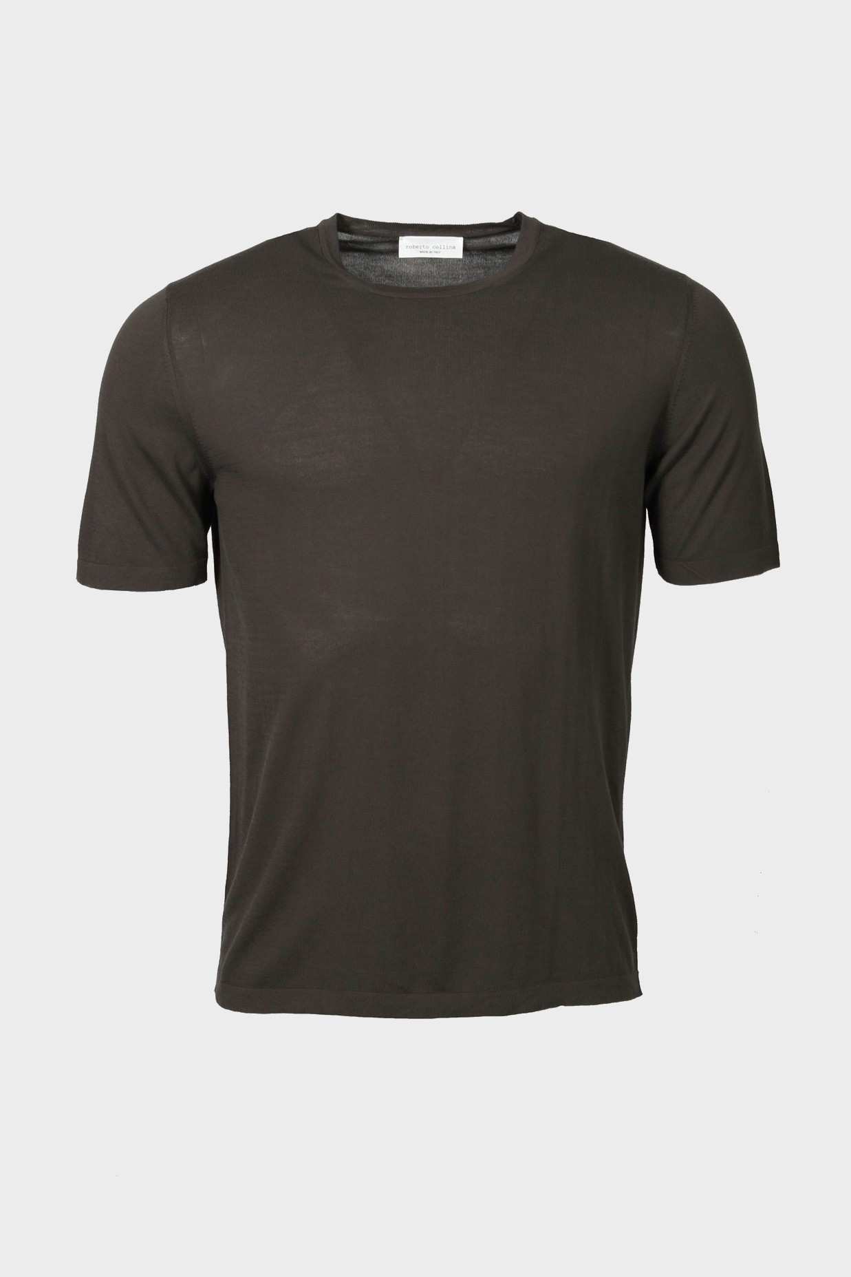 ROBERTO COLLINA Light Cotton Knit T-Shirt in Brown