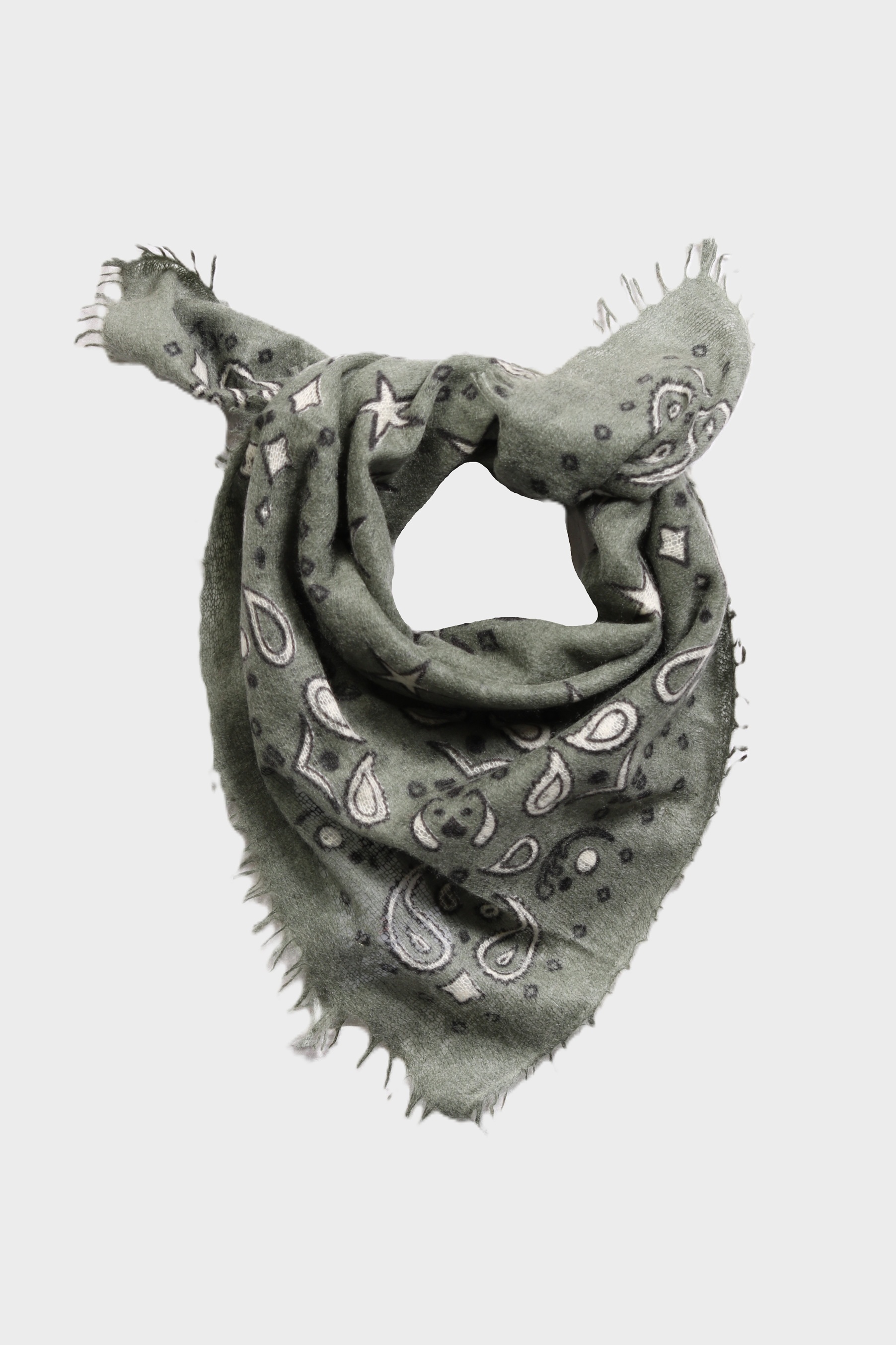 Cashmere Me Small Square Scarf Green Bandana Print