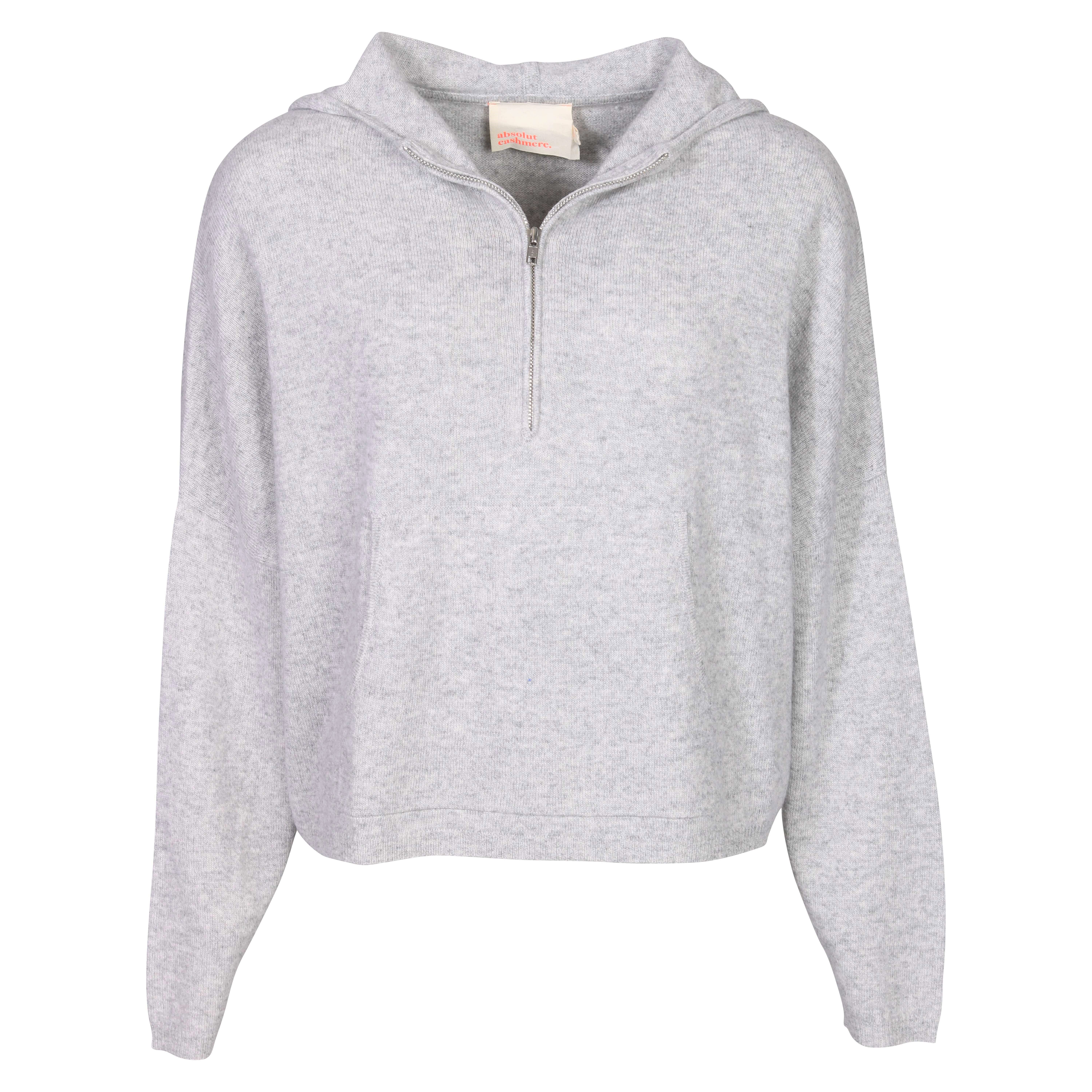 Absolut Cashmere Half Zip Hodded Sweater in Light Grey Melange M