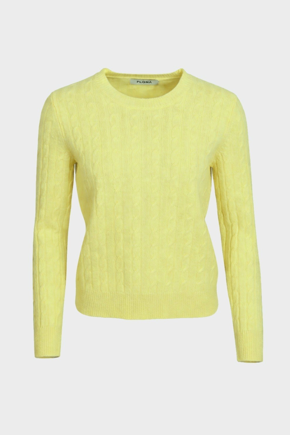 FLONA Cashmere Cable-Knit Sweater in Light Yellow