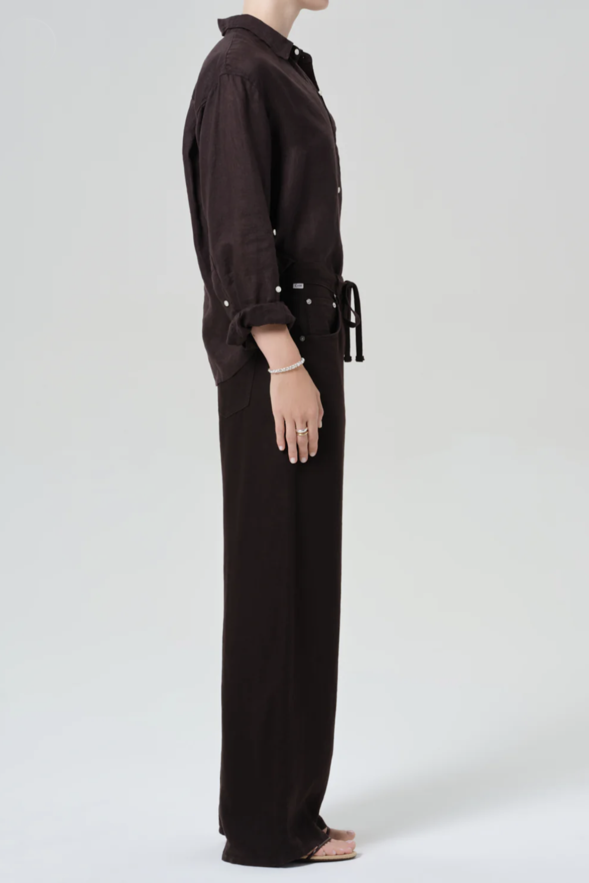 CITIZENS OF HUMANITY Brynn Drawstring Linen Pant in Chocolate