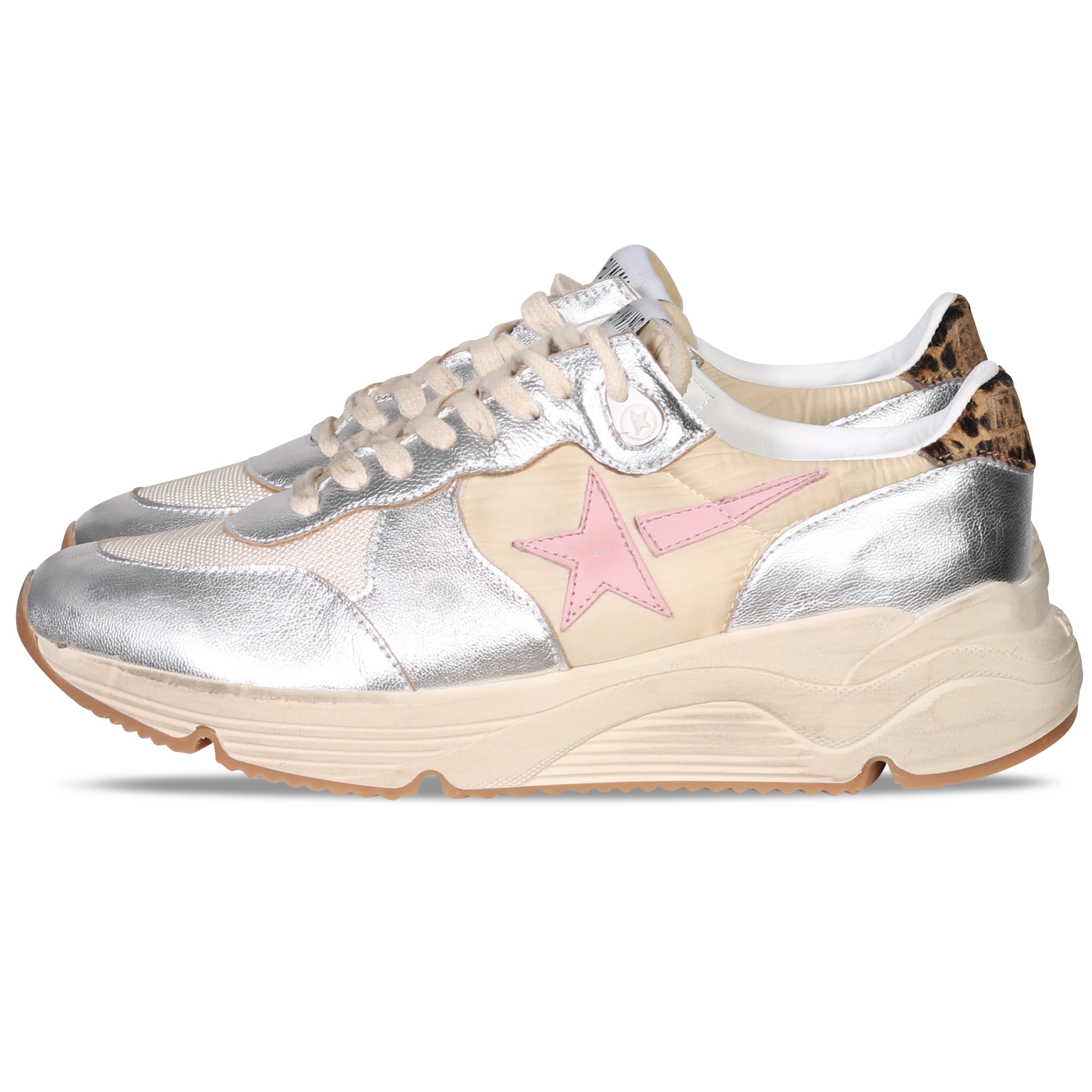 Golden Goose Sneaker Running in Beige/Silver/Cream