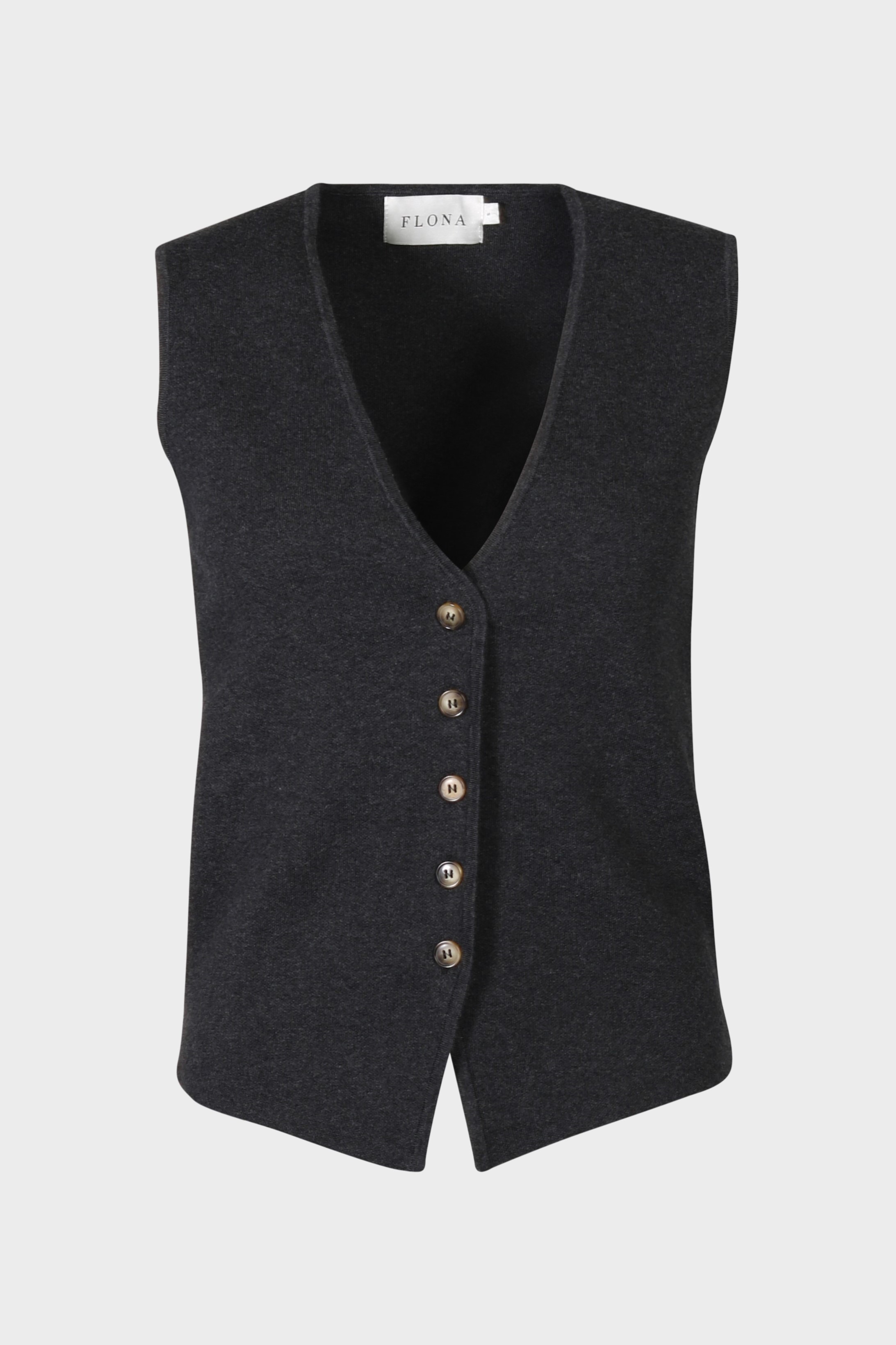 FLONA Cotton/ Cashmere Knit Vest in Dark Grey XS