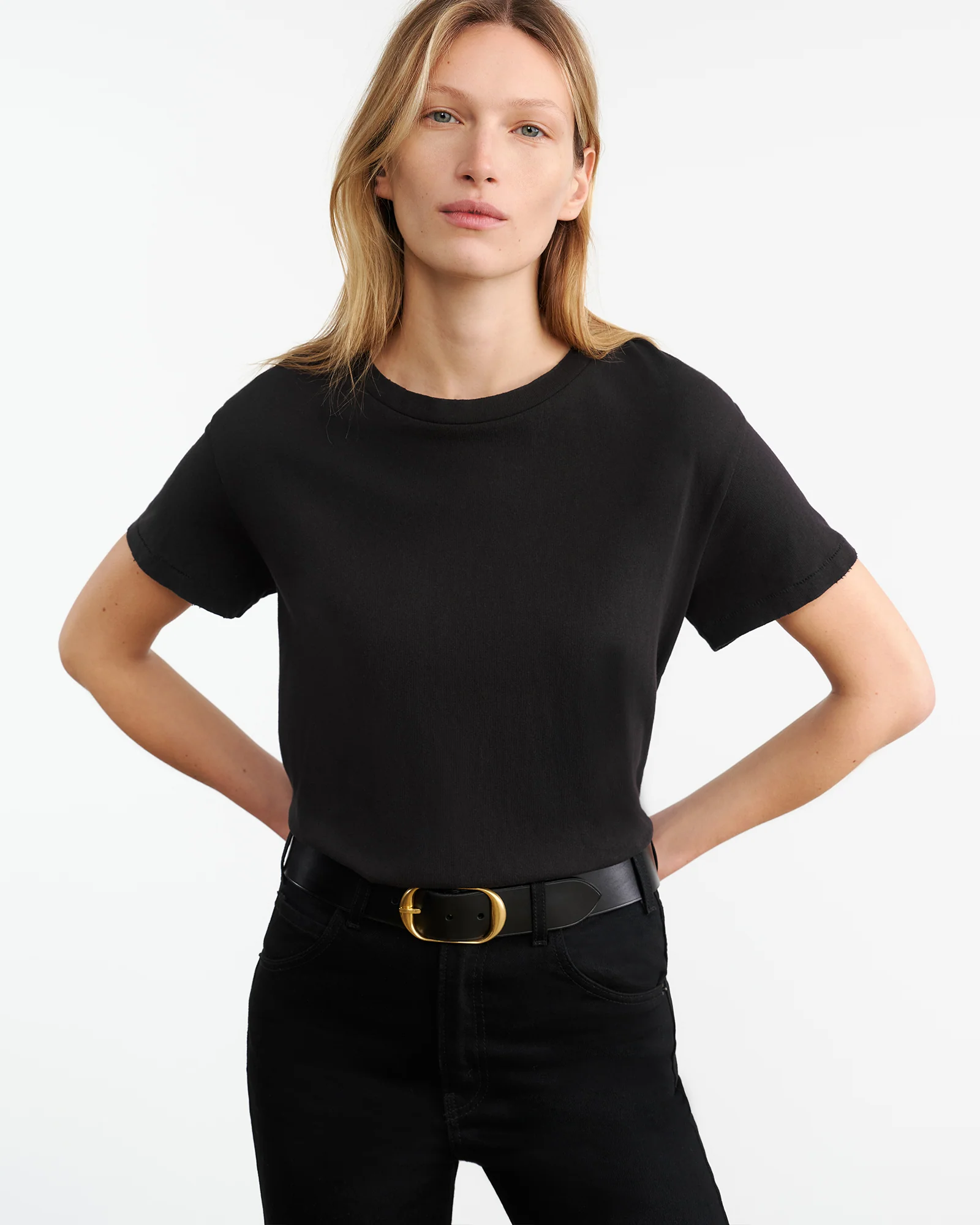 NILI LOTAN Loose Fit T-Shirt in Washed Black