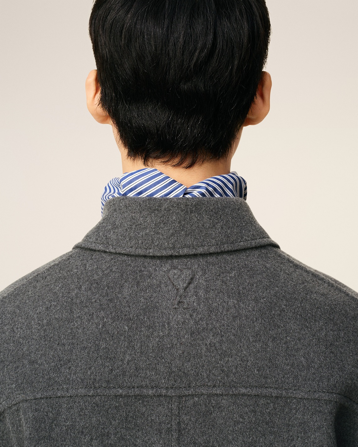 AMI PARIS de Coeur Boxy Fit Wool Jacket in Heather Grey