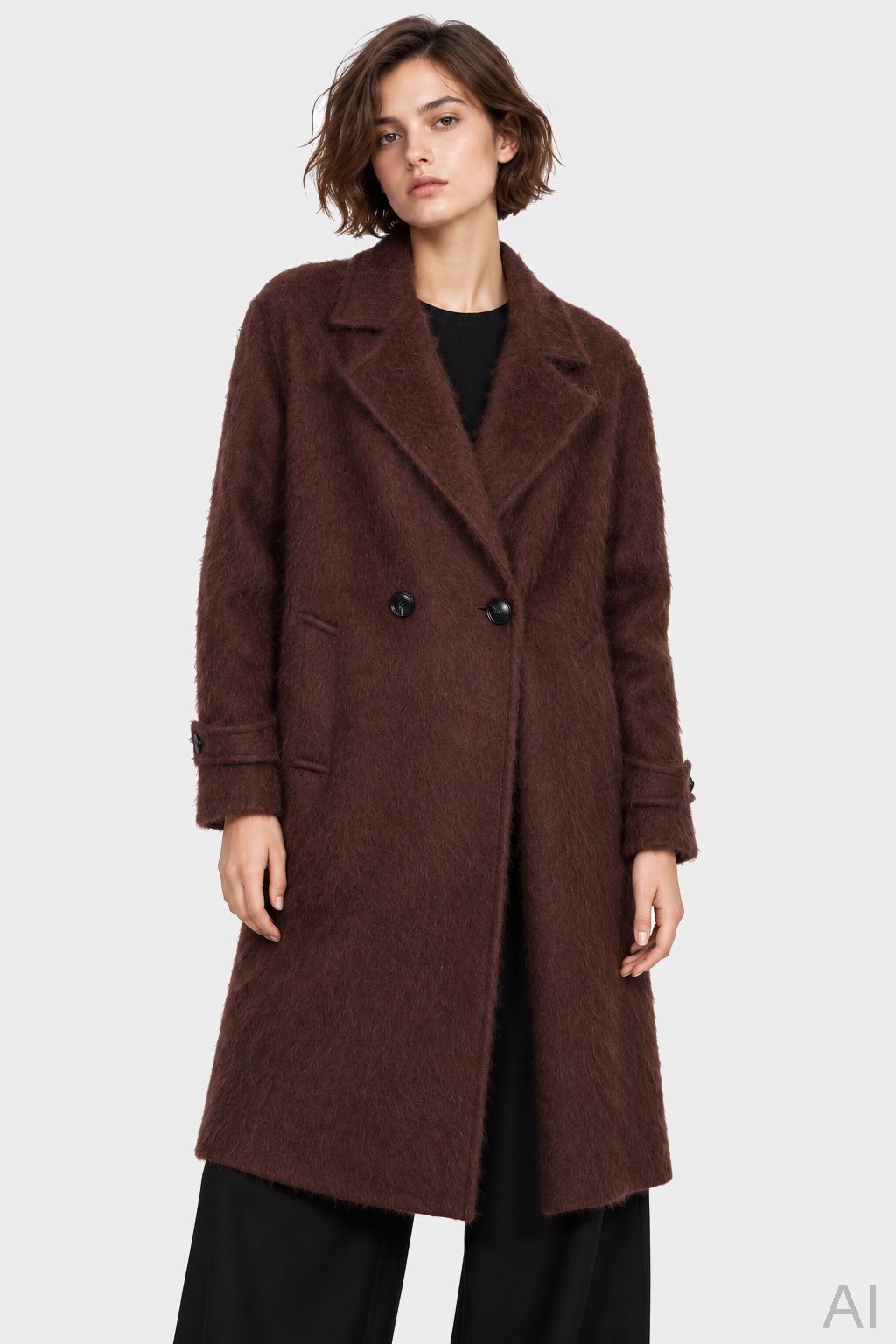 FLONA Fluffy Coat in Brown