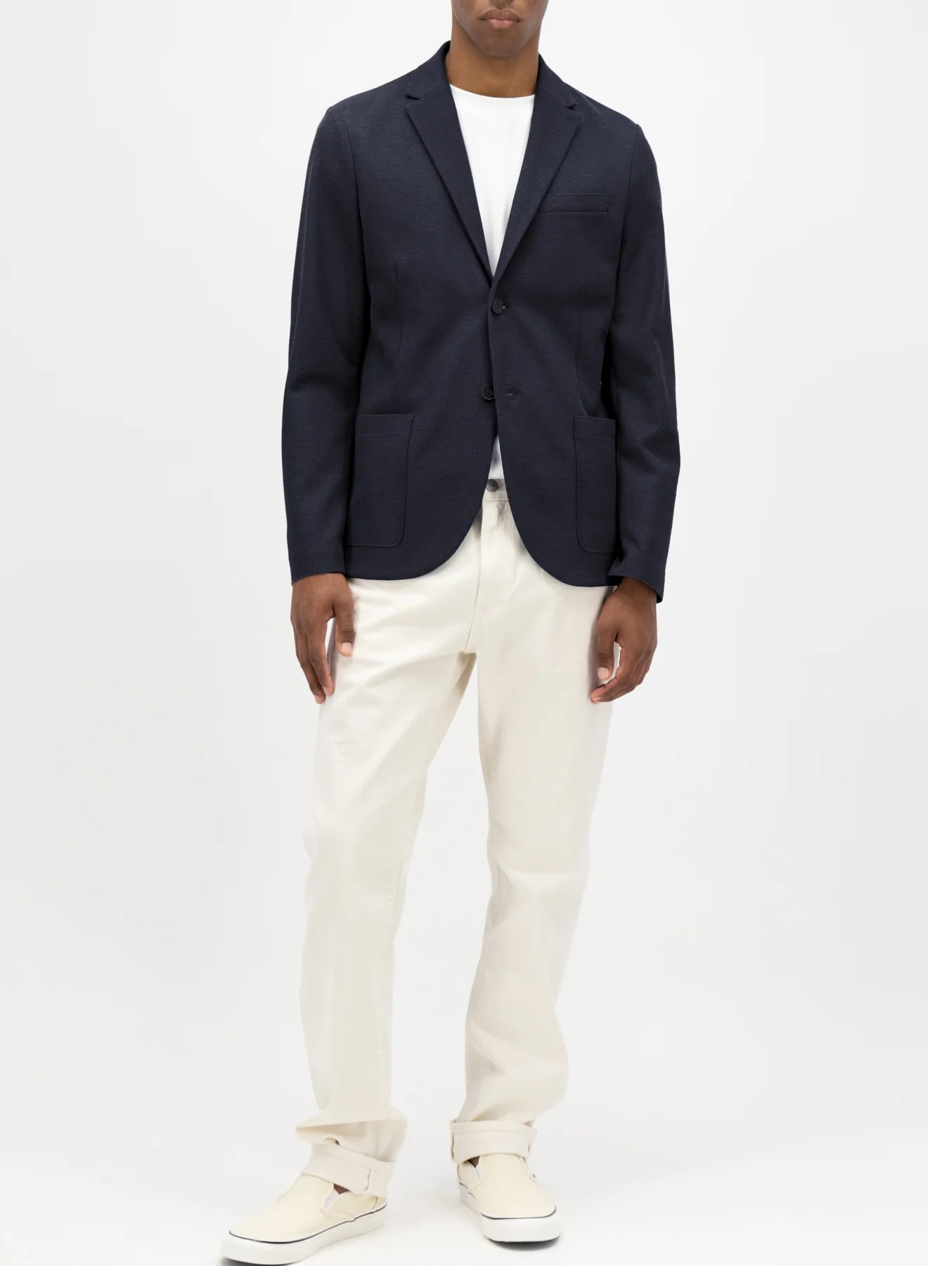 HARRIS WHARF Loro Piana Light Cotton Blazer in Navy