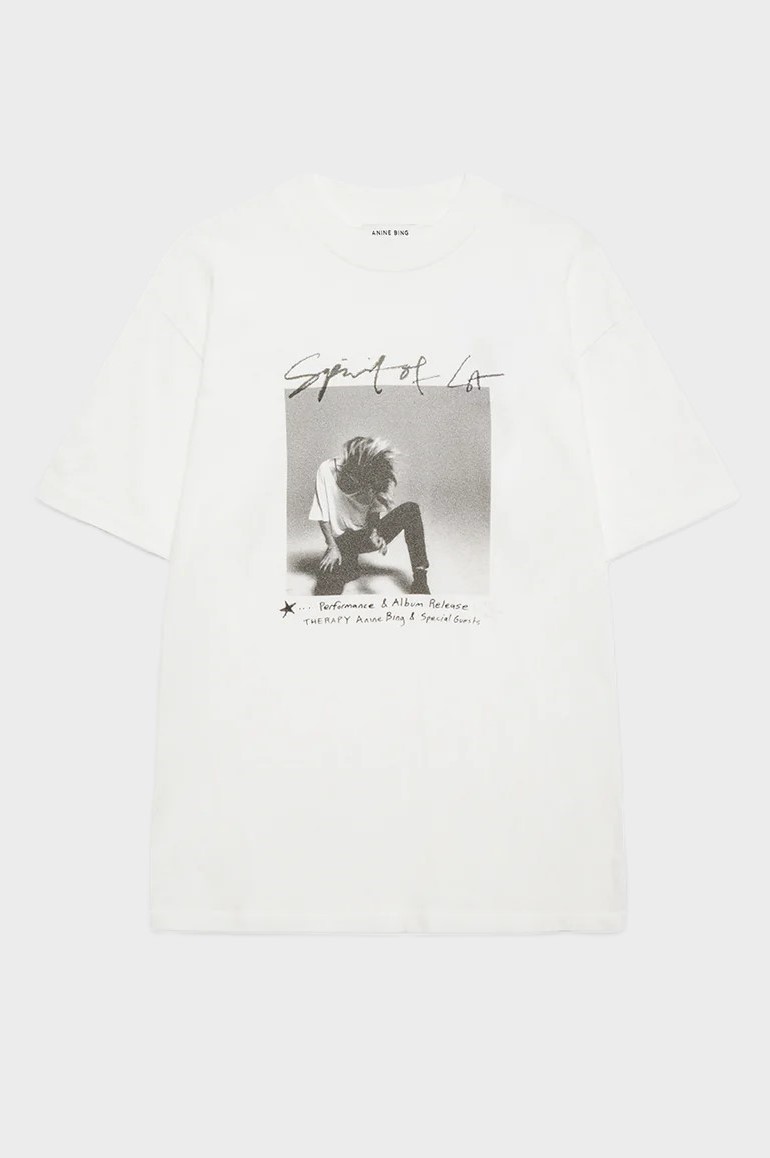 ANINE BING Ashton Spirit T-Shirt in Ivory