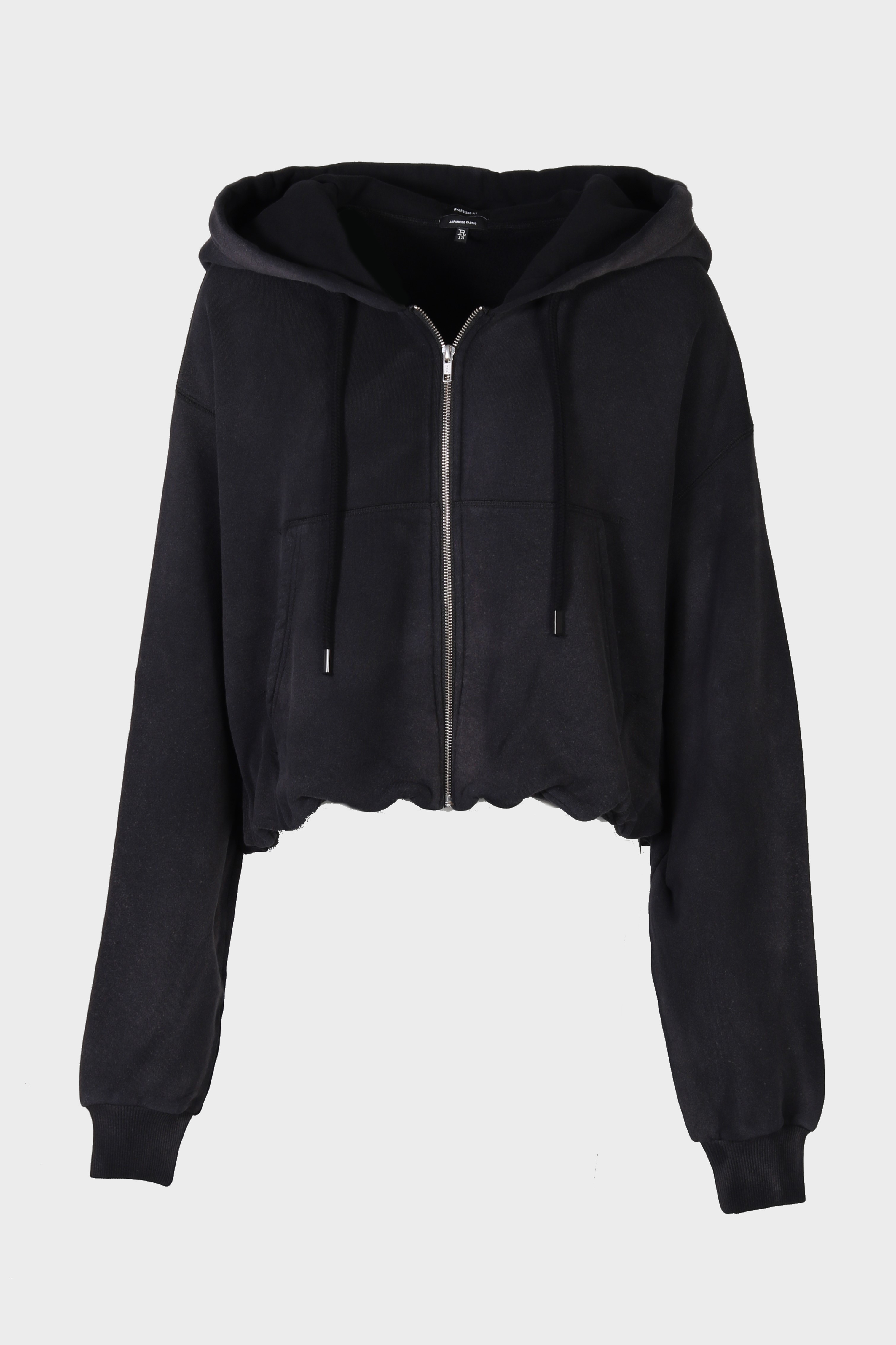 R13 Balloon Zip Hoddie in Washed Black