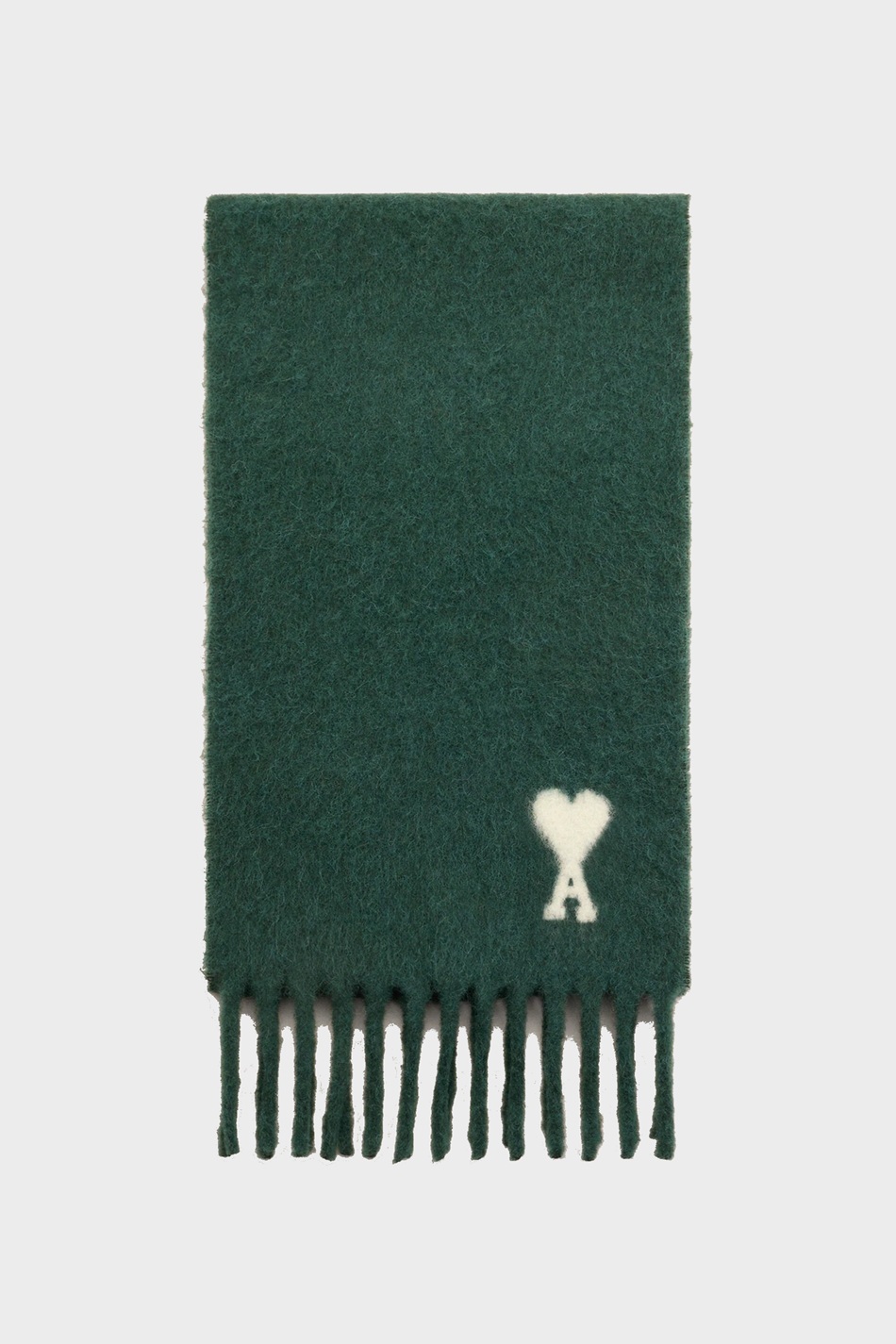 AMI PARIS de Coeur Wool Scarf in Bottle Green