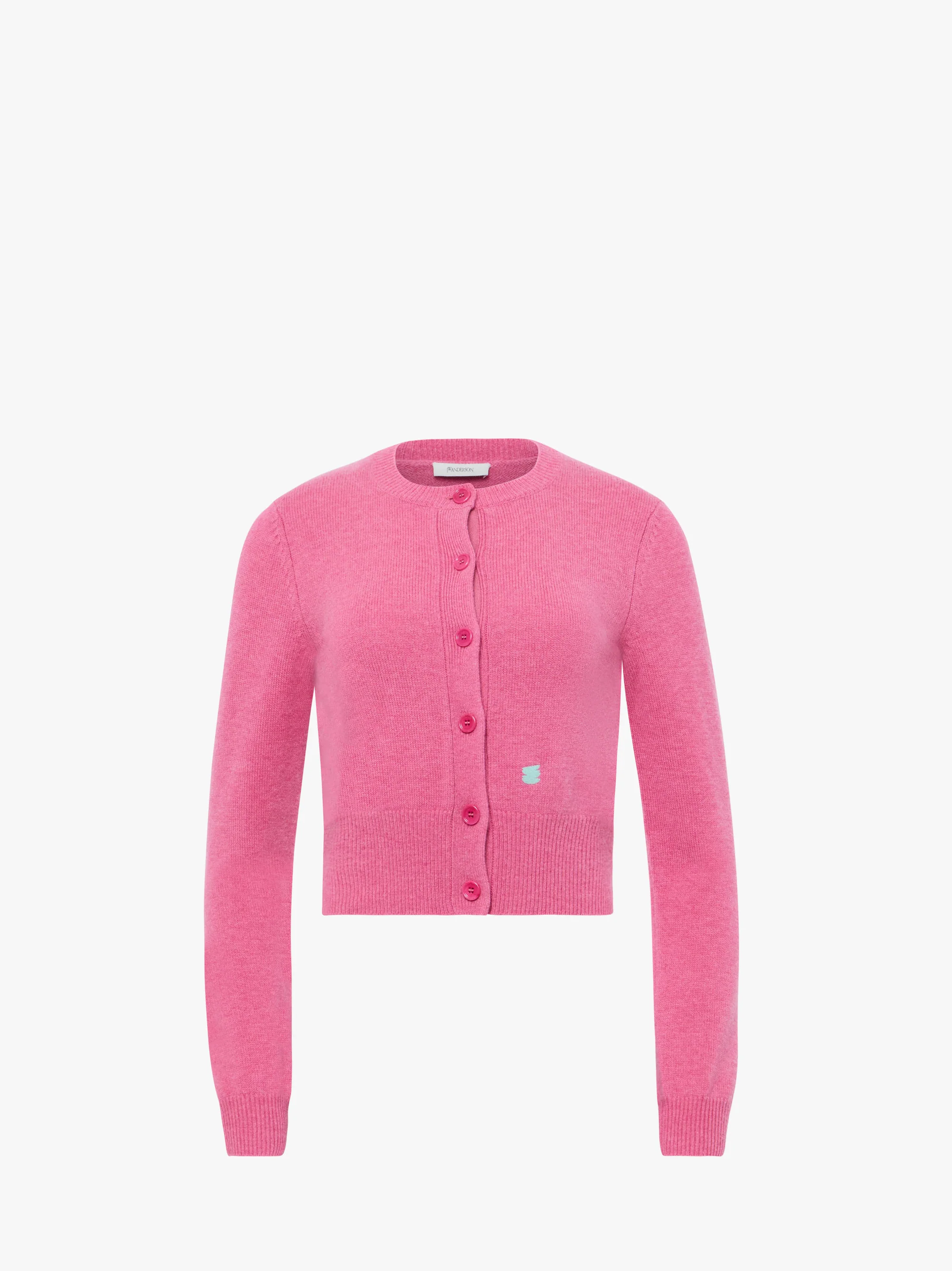 JW ANDERSON Contrast Embroidery Knit Cardigan in Pink