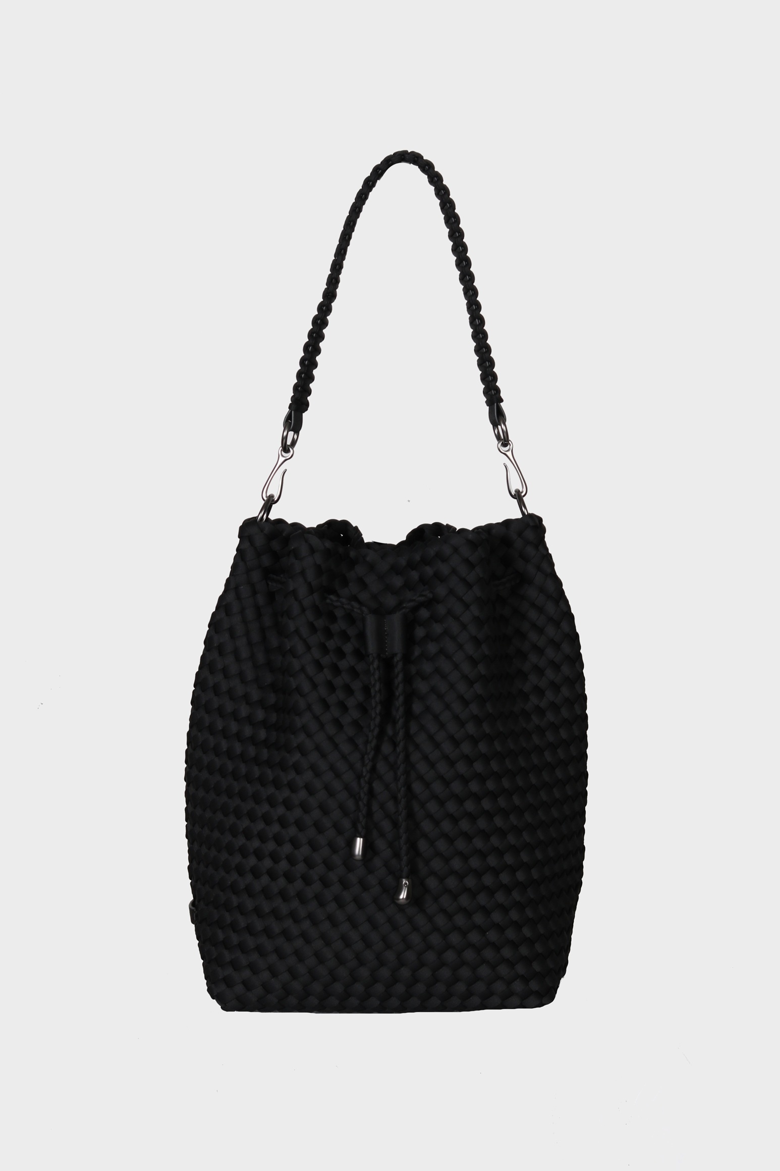 NAGHEDI Handwoven Mercer Large Bucket Bag in Onyx