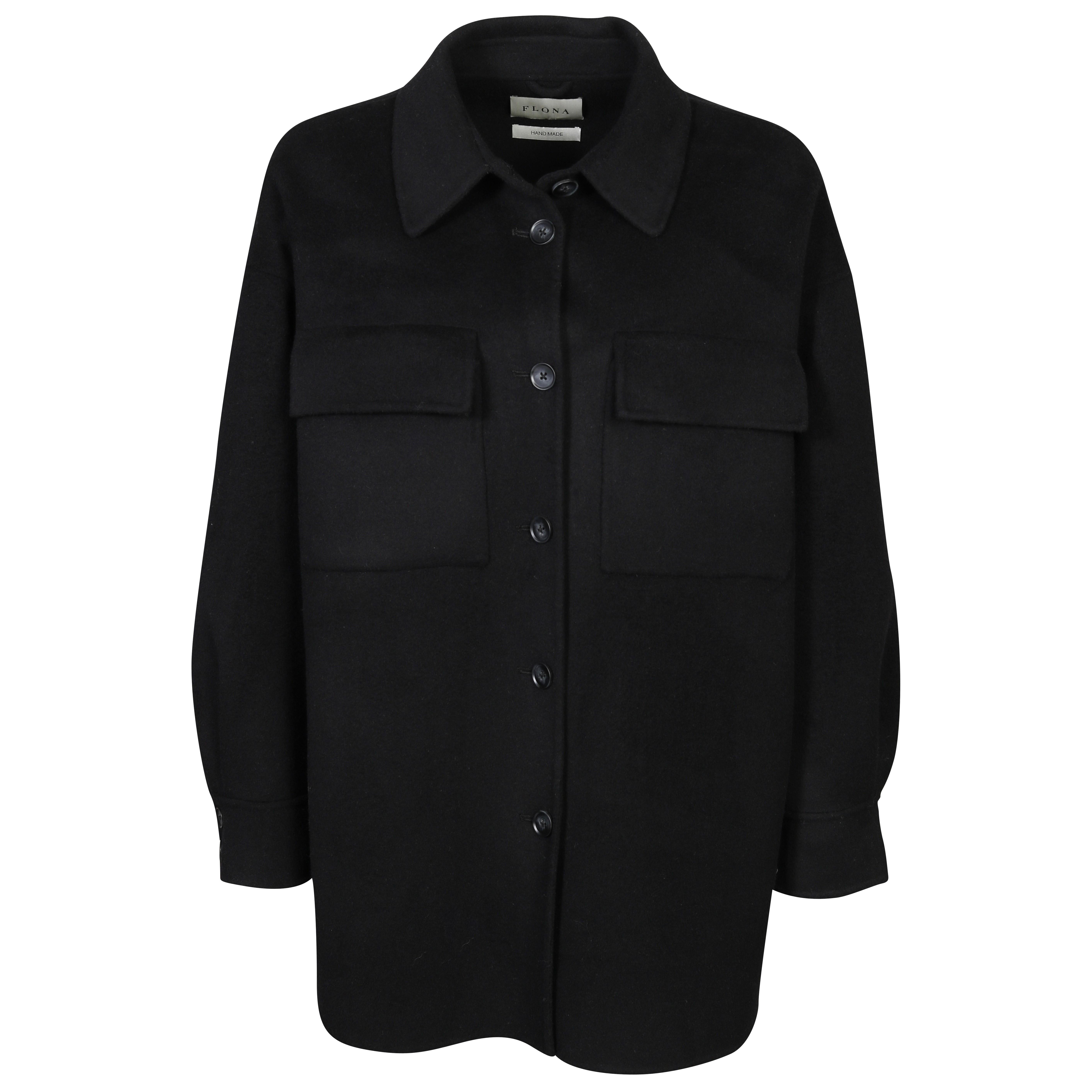 Flona Wool/Cashmere Overshirt in Black XS