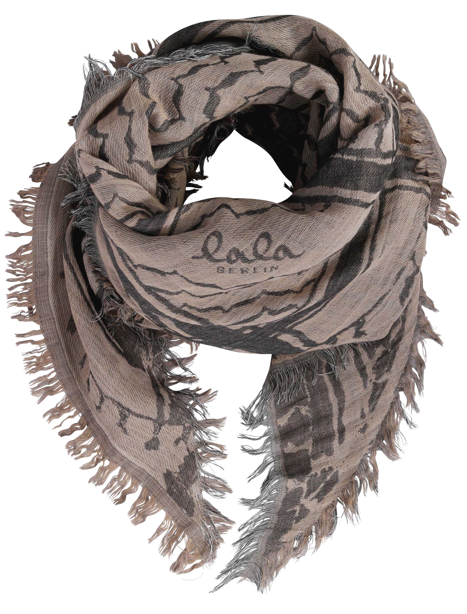 Lala Berlin Triangle Scarf Angela Check Kufiya Grey/Camel