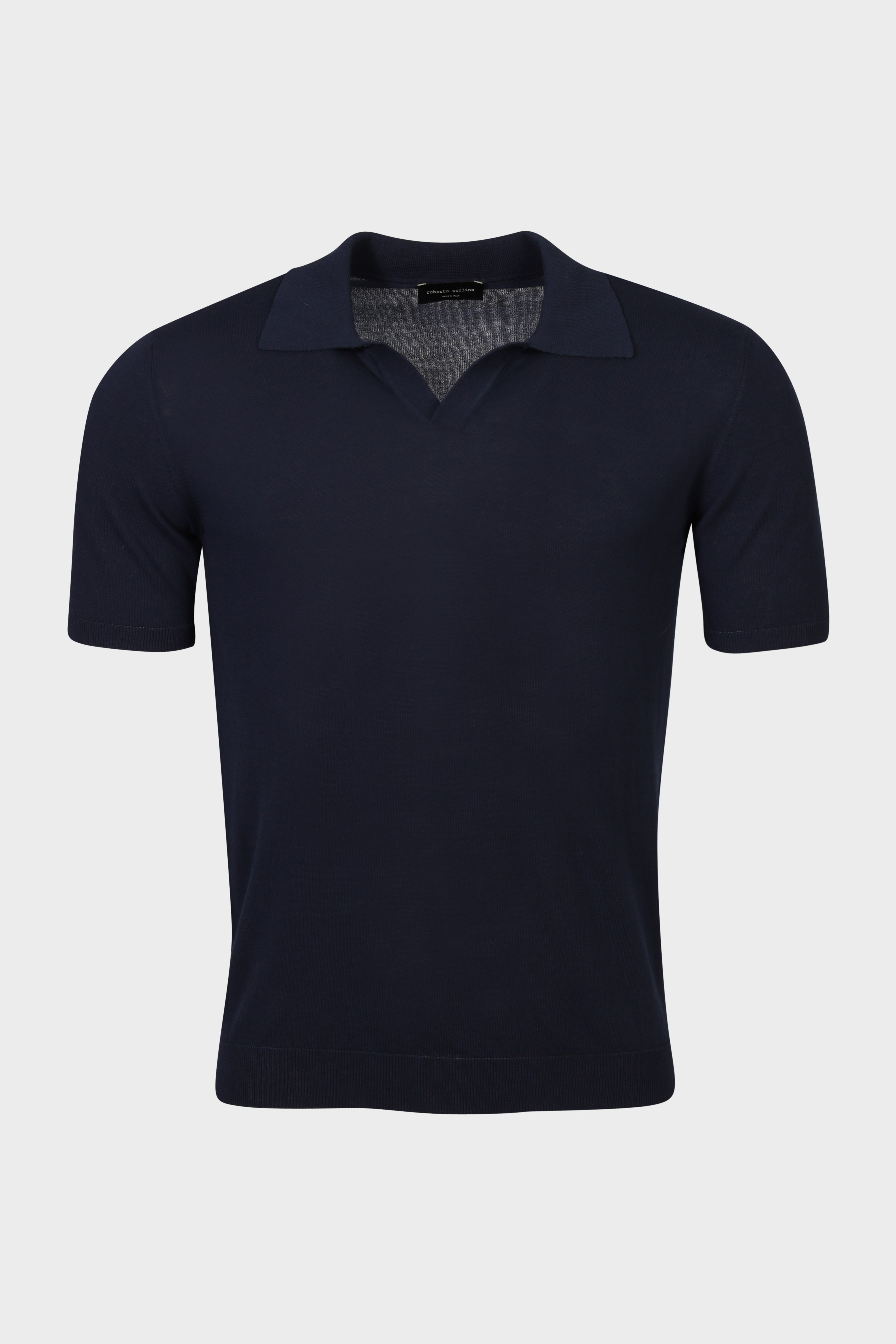 ROBERTO COLLINA Cotton Knit Polo in Navy ROBERTO COLLINA Cotton Knit Polo in Navy
